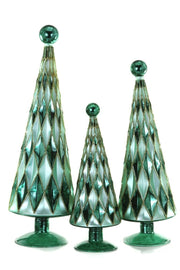 Mid Century Diamond Trees Aqua Pine Set of 3