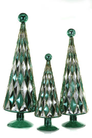 Mid Century Diamond Trees Silver Pine Set of 3
