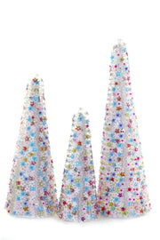 Beaded and Sequined Trees Pastel Set of 3