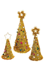Lurex Cone Trees Gold Set of 3