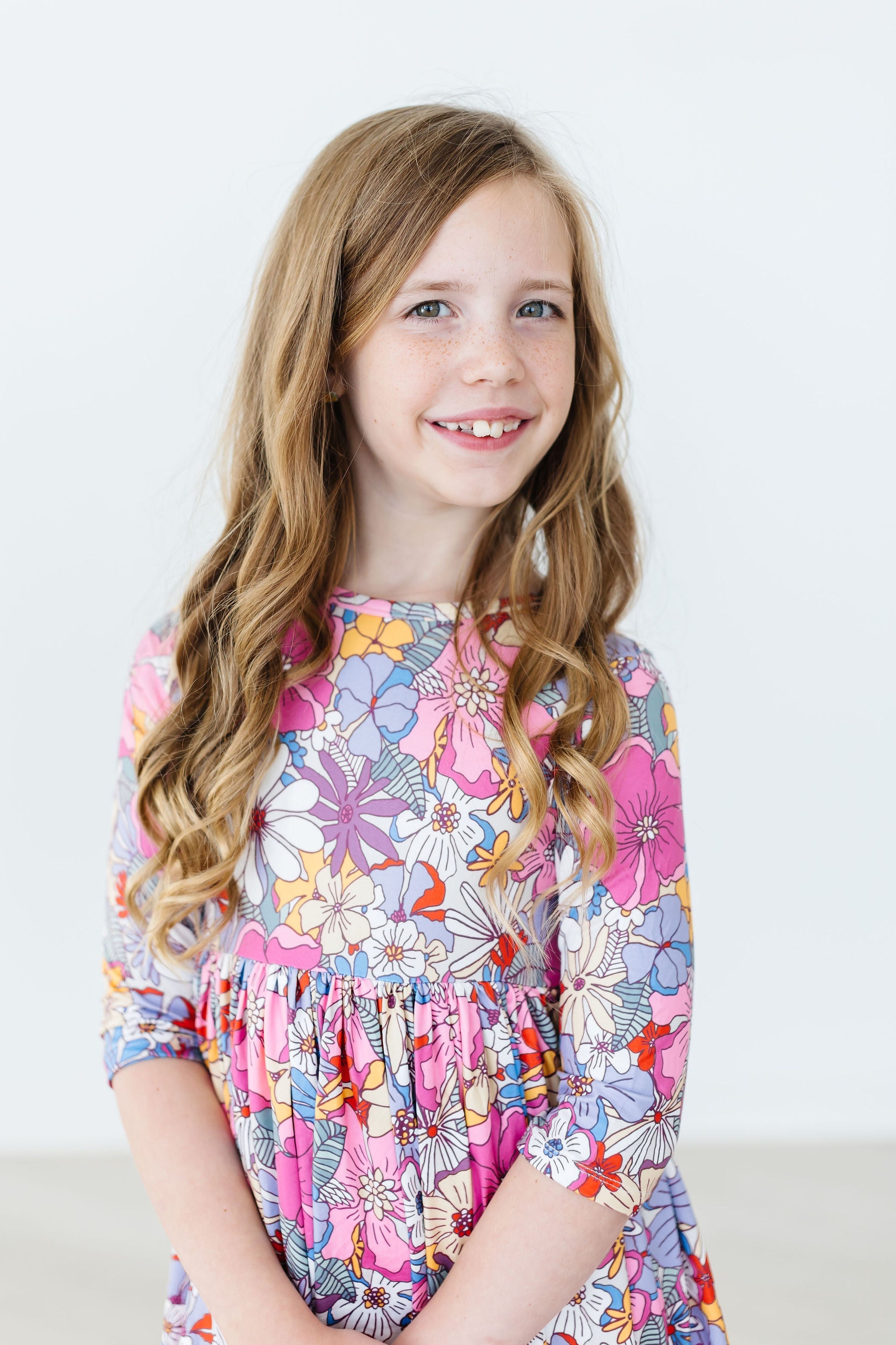 Mauve What's Up Buttercup 3/4 Sleeve Pocket Twirl Dress