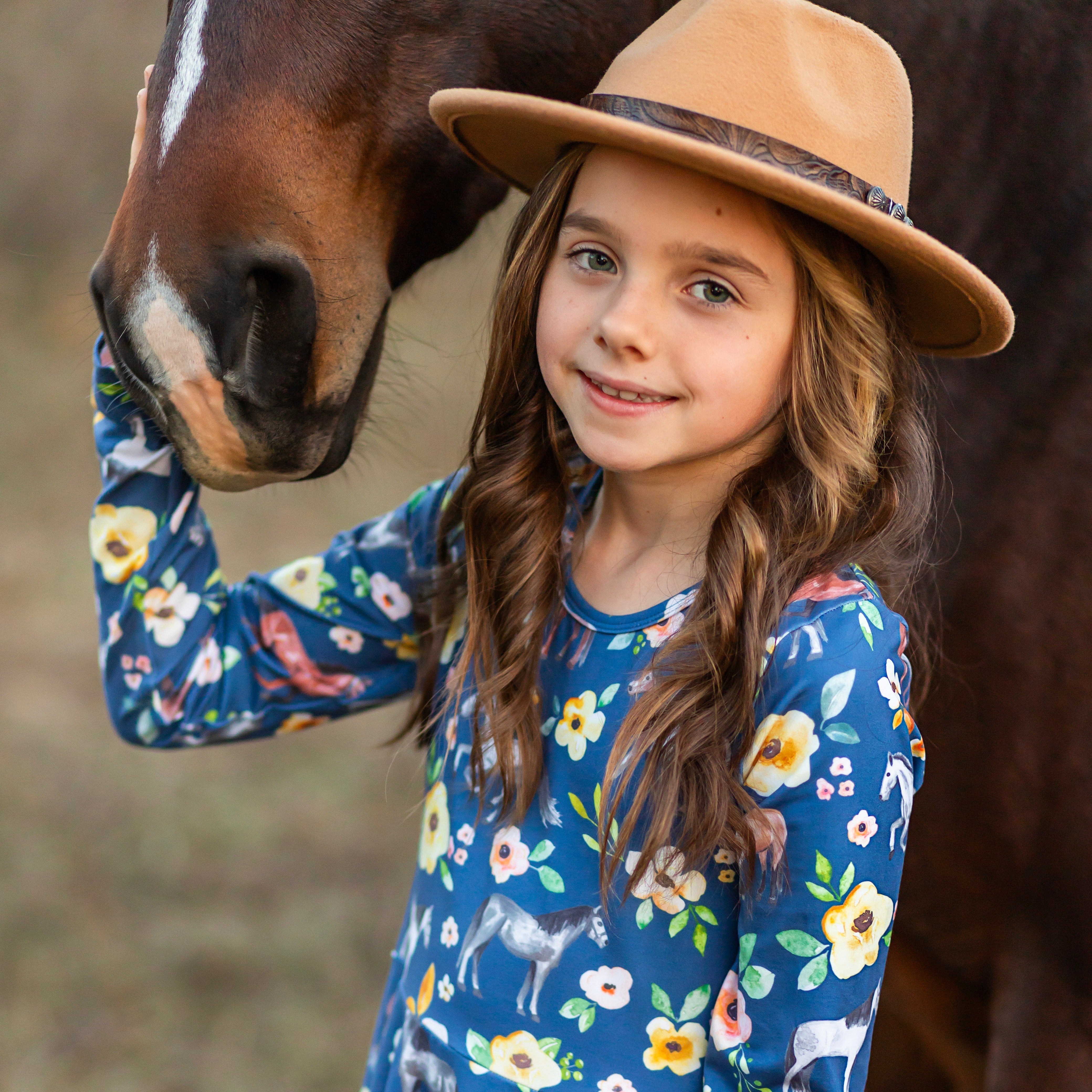 Horse Floral Twirl Dress