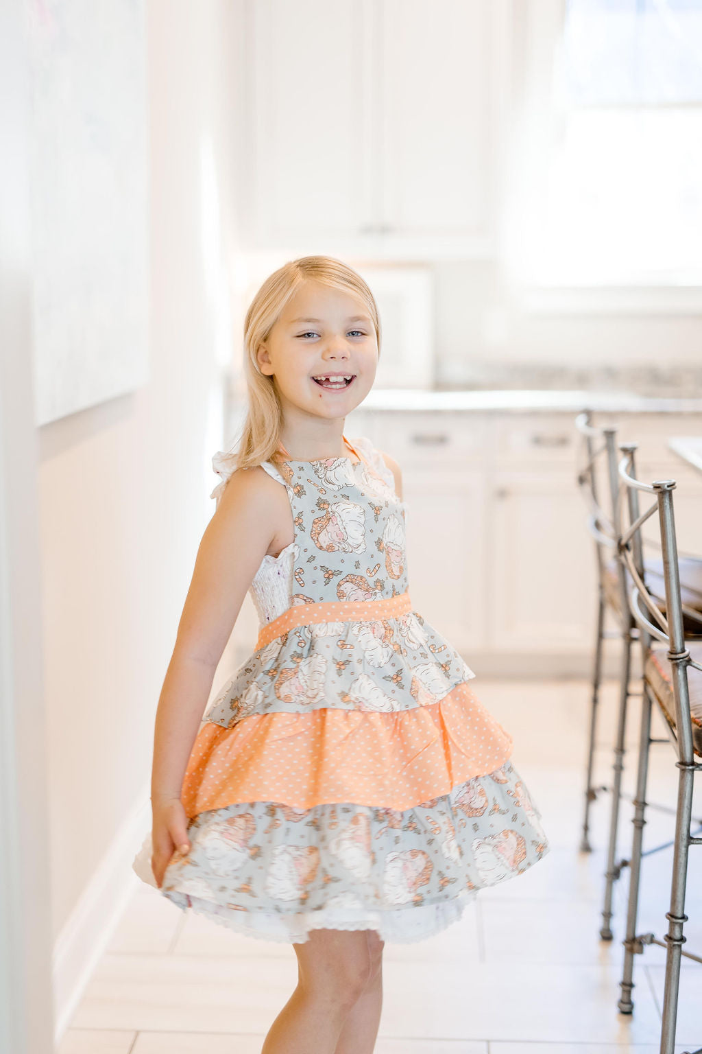 Kid's Ruffle Apron - Santa's Magical Wonderland (check Sizing)