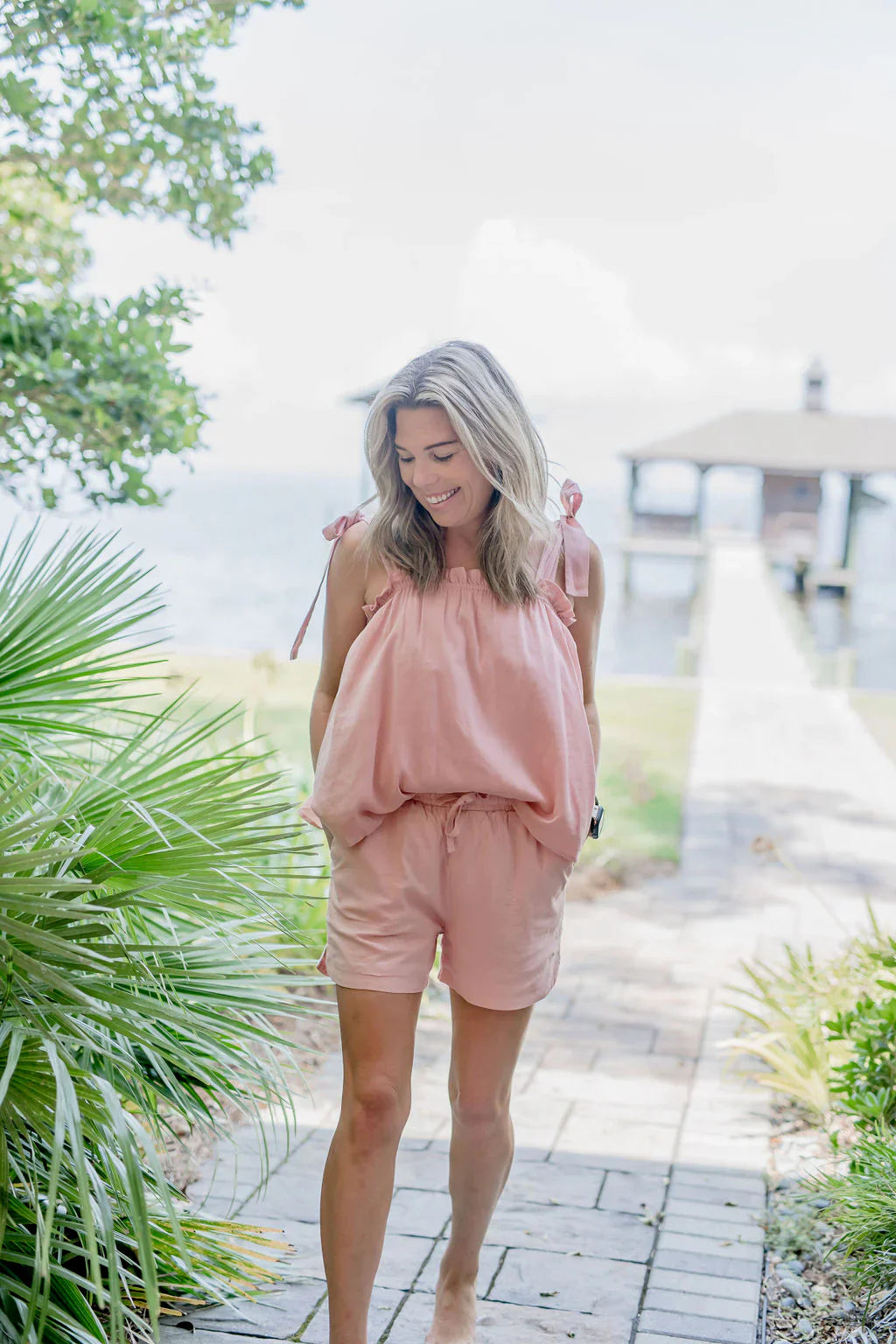 Women's Bamboo Breeze Tie-shoulder Top Salmon