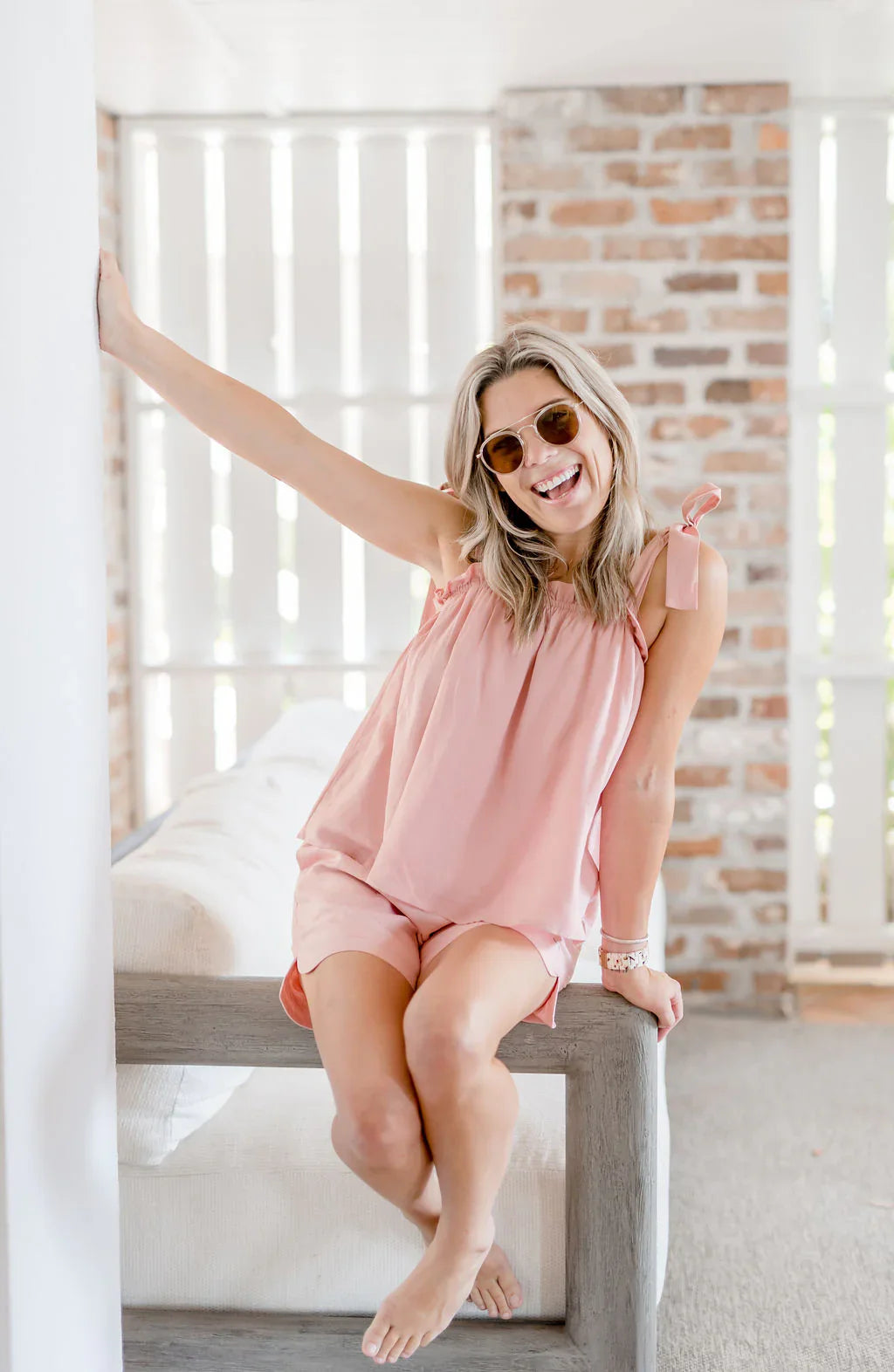 Women's Bamboo Breeze Tie-shoulder Top Salmon