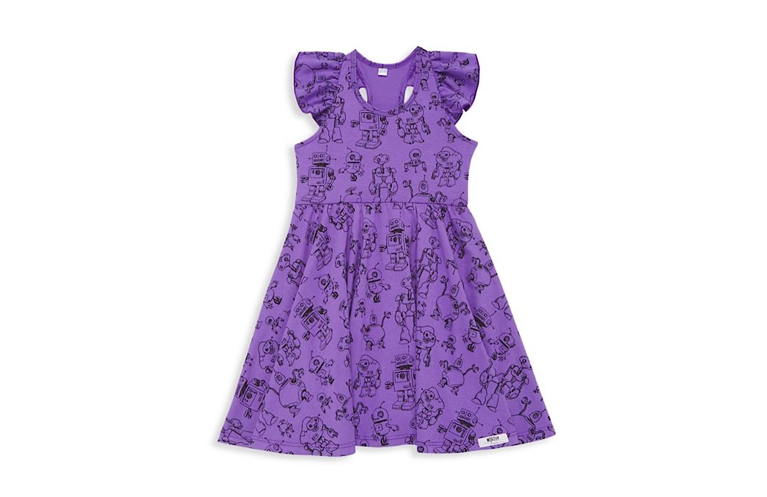 Ruffle Twirly Dress In Robots