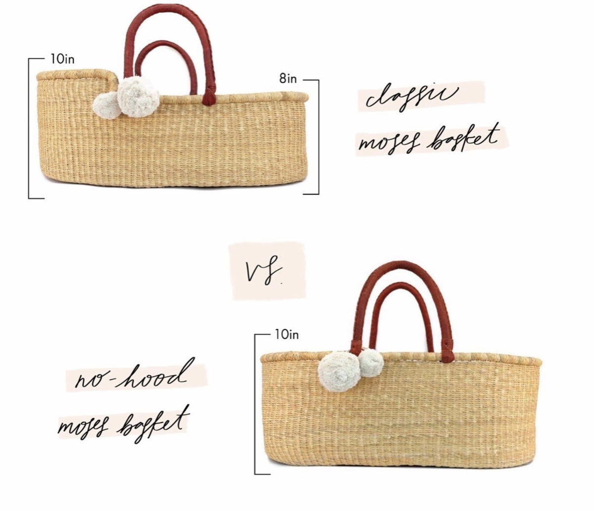 Cognac Handle Moses Basket