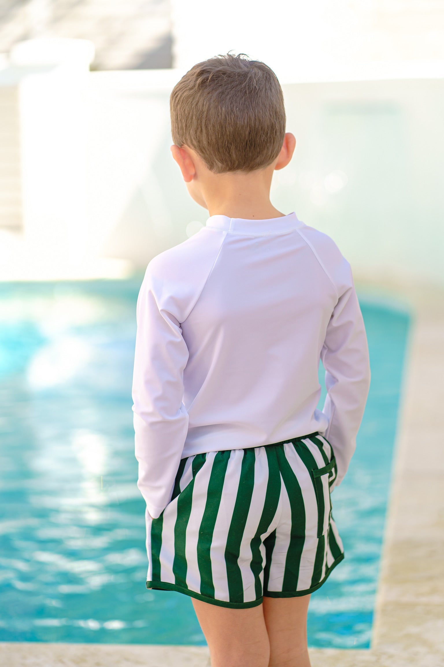 Green Stripe Swim Shorts