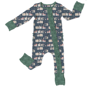 Christmas Trains Bamboo Ruffle Convertible Footie (pre-order)