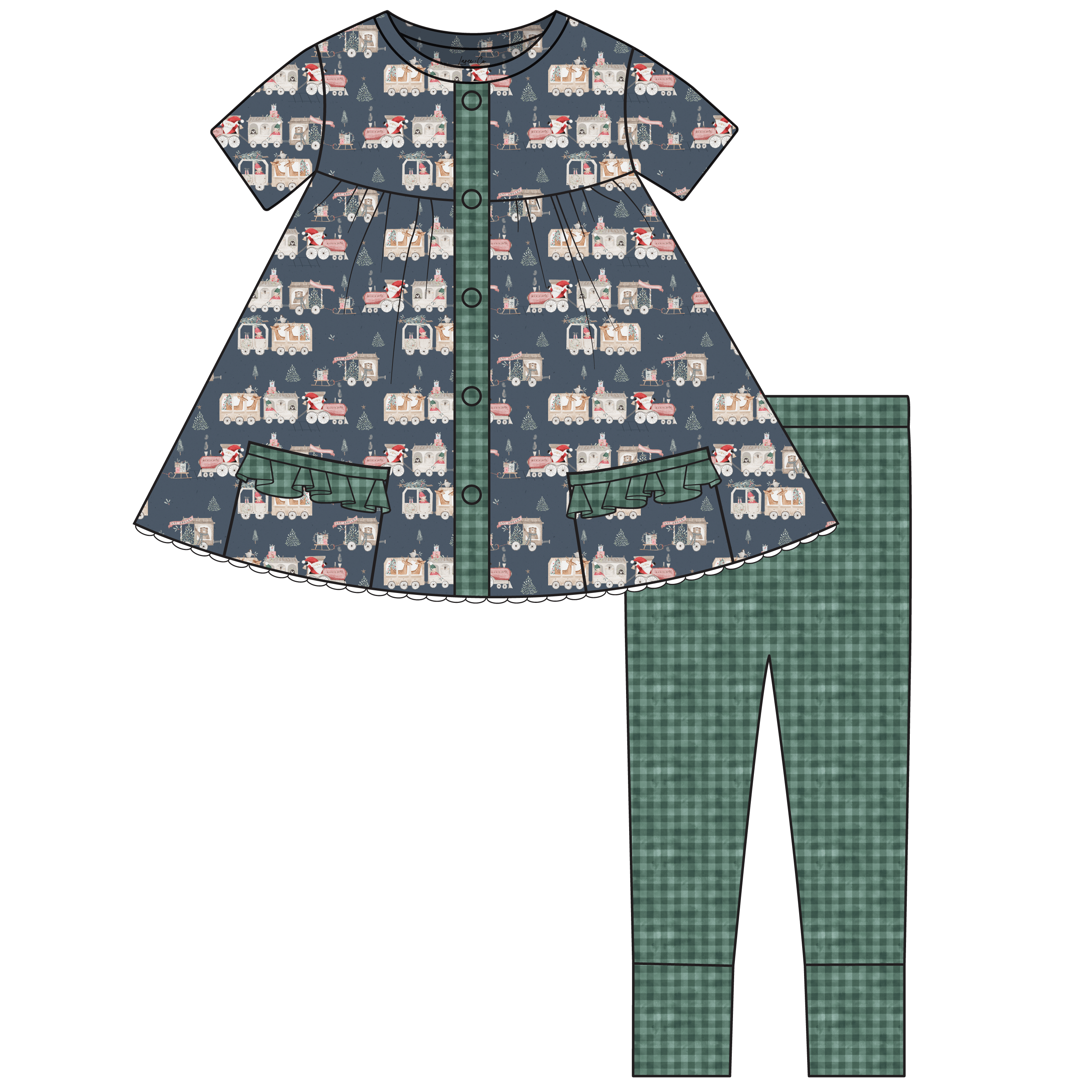 Christmas Trains Short Sleeve Tunic + Legging Set (pre-order)