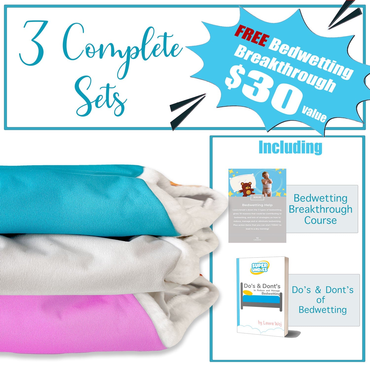 Brain Training Bedwetting Pants 3-pack