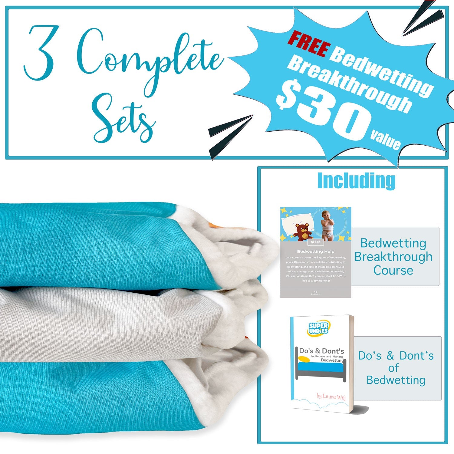 Brain Training Bedwetting Pants 3-pack