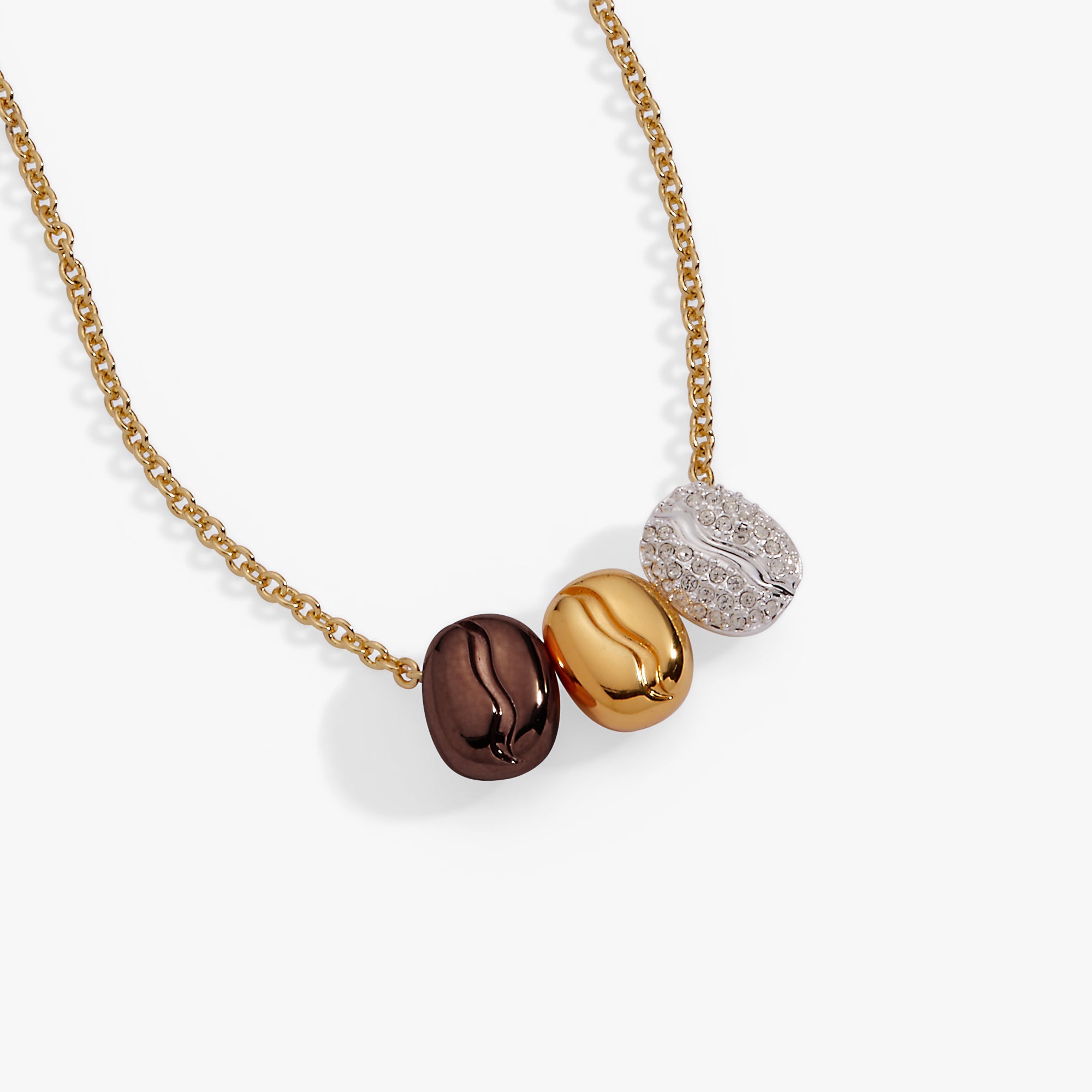 Coffee Bean 'happiness, Wealth, Health' Engraved Pendant Necklace