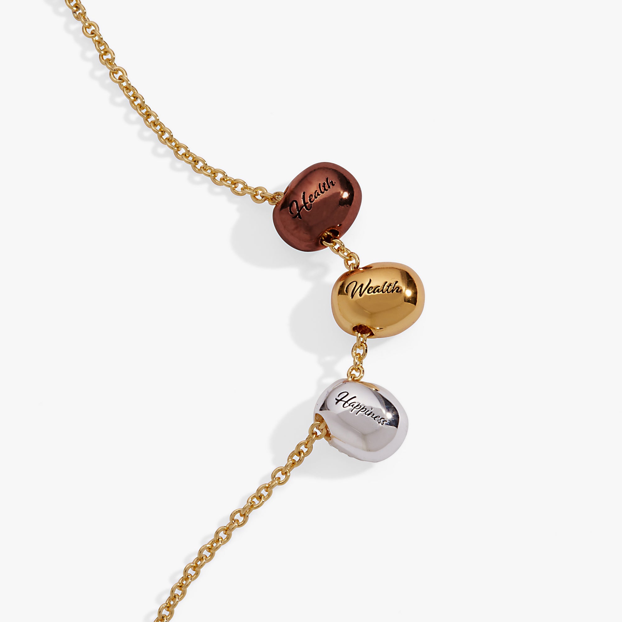 Coffee Bean 'happiness, Wealth, Health' Engraved Pendant Necklace