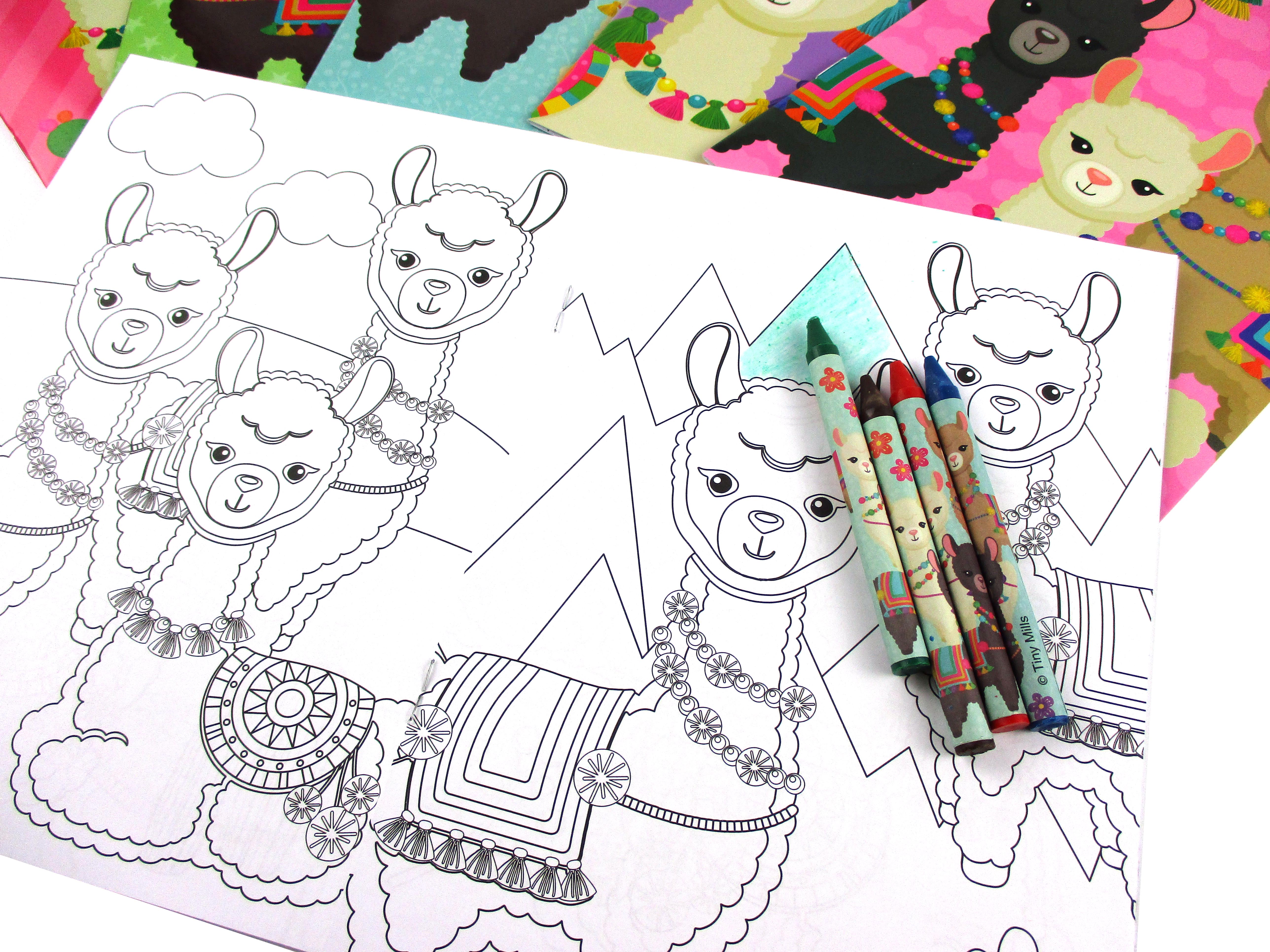 Llamas Coloring Books With Crayons Party Favors - Set Of 6 Or 12