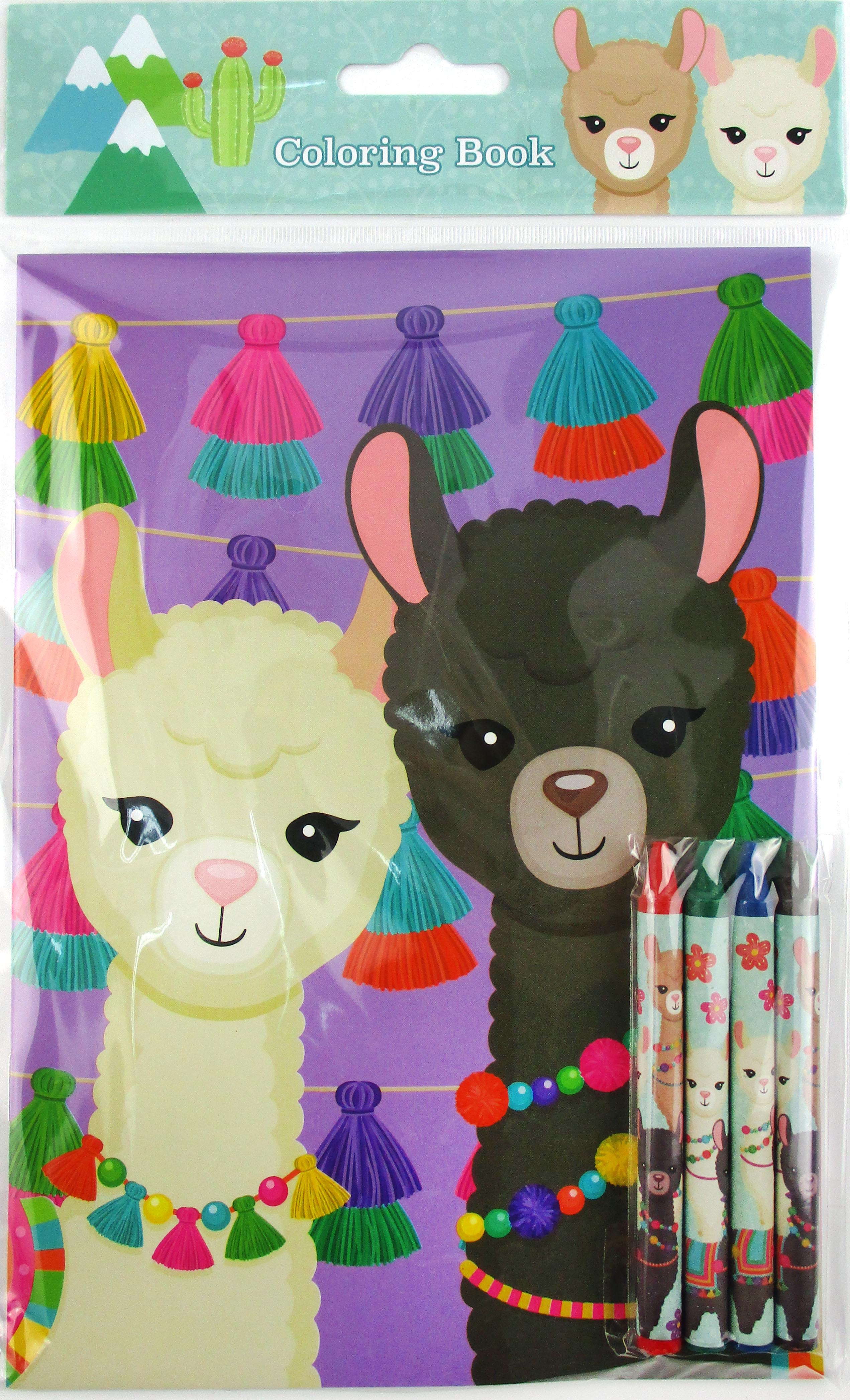 Llamas Coloring Books With Crayons Party Favors - Set Of 6 Or 12