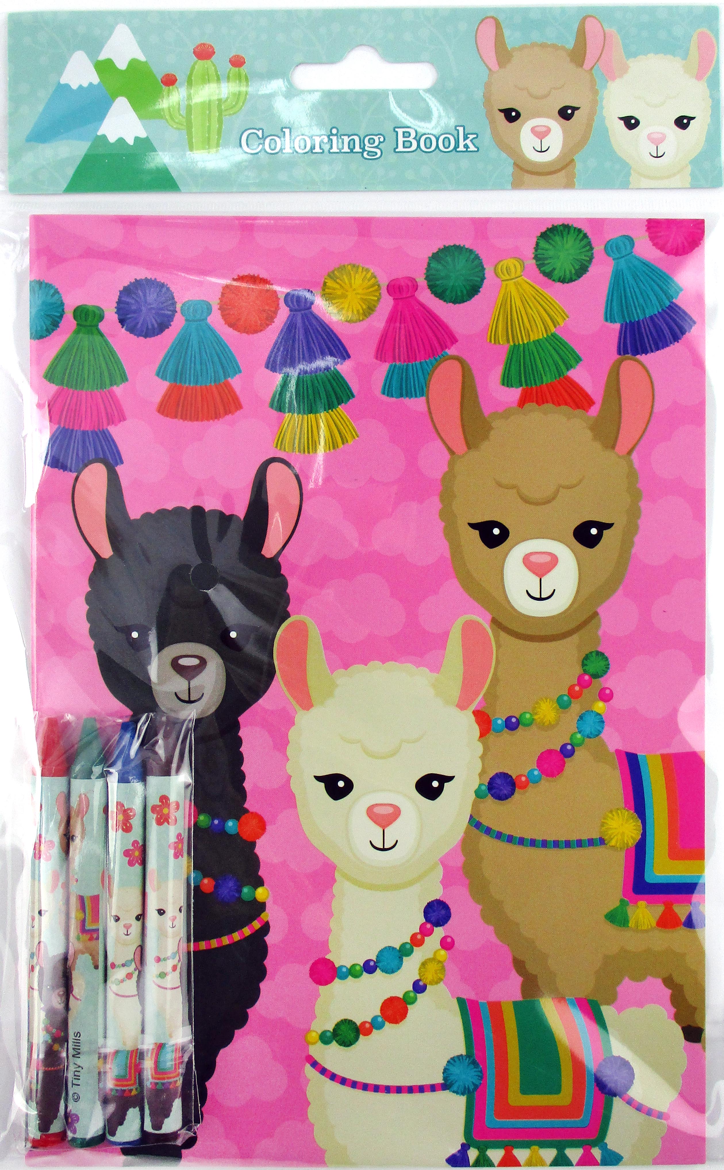 Llamas Coloring Books With Crayons Party Favors - Set Of 6 Or 12