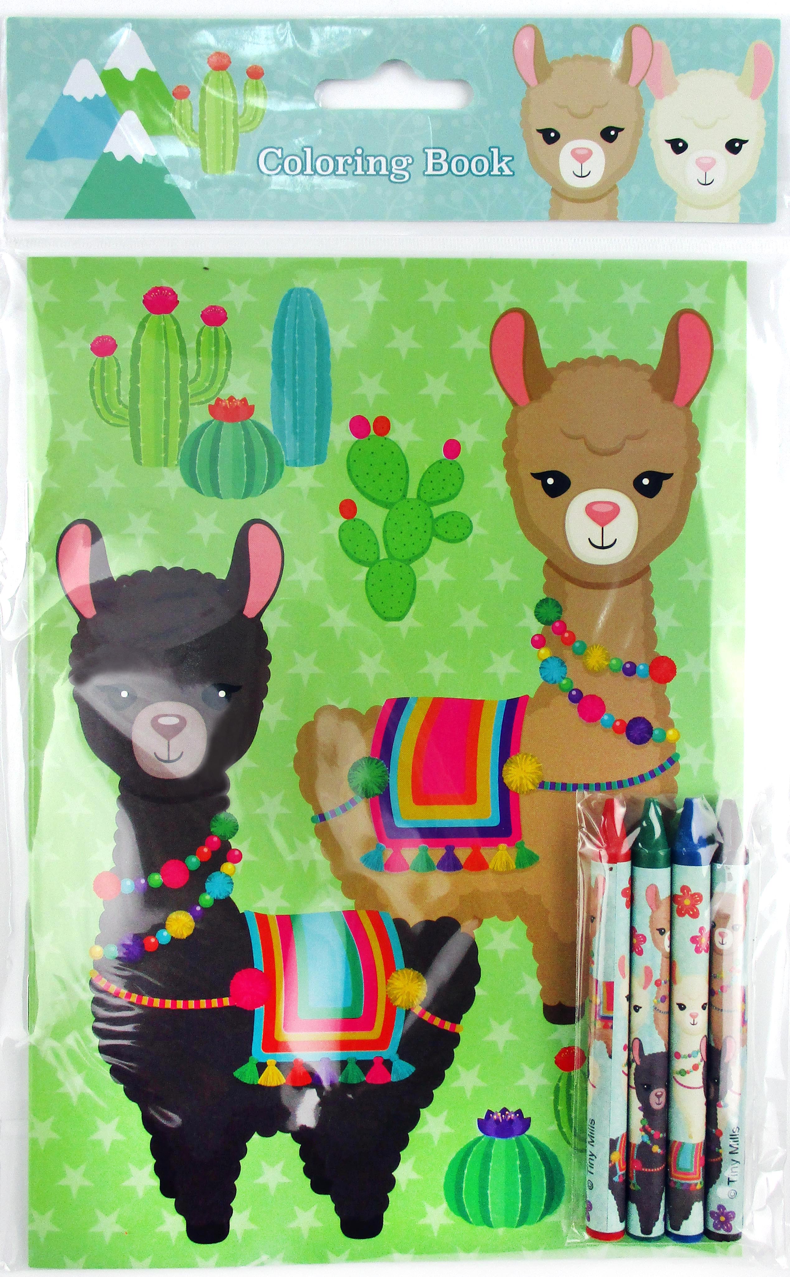 Llamas Coloring Books With Crayons Party Favors - Set Of 6 Or 12