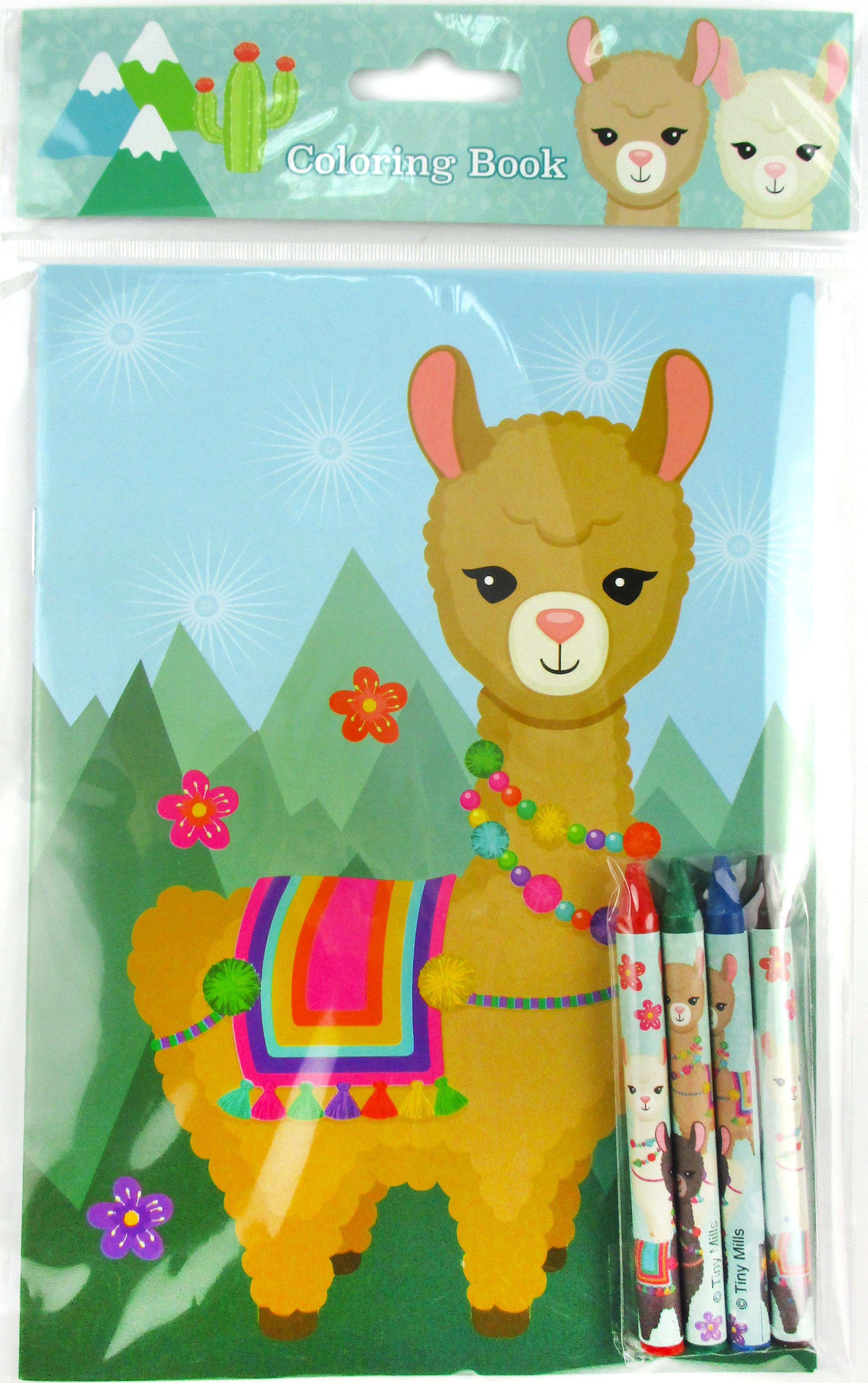 Llamas Coloring Books With Crayons Party Favors - Set Of 6 Or 12