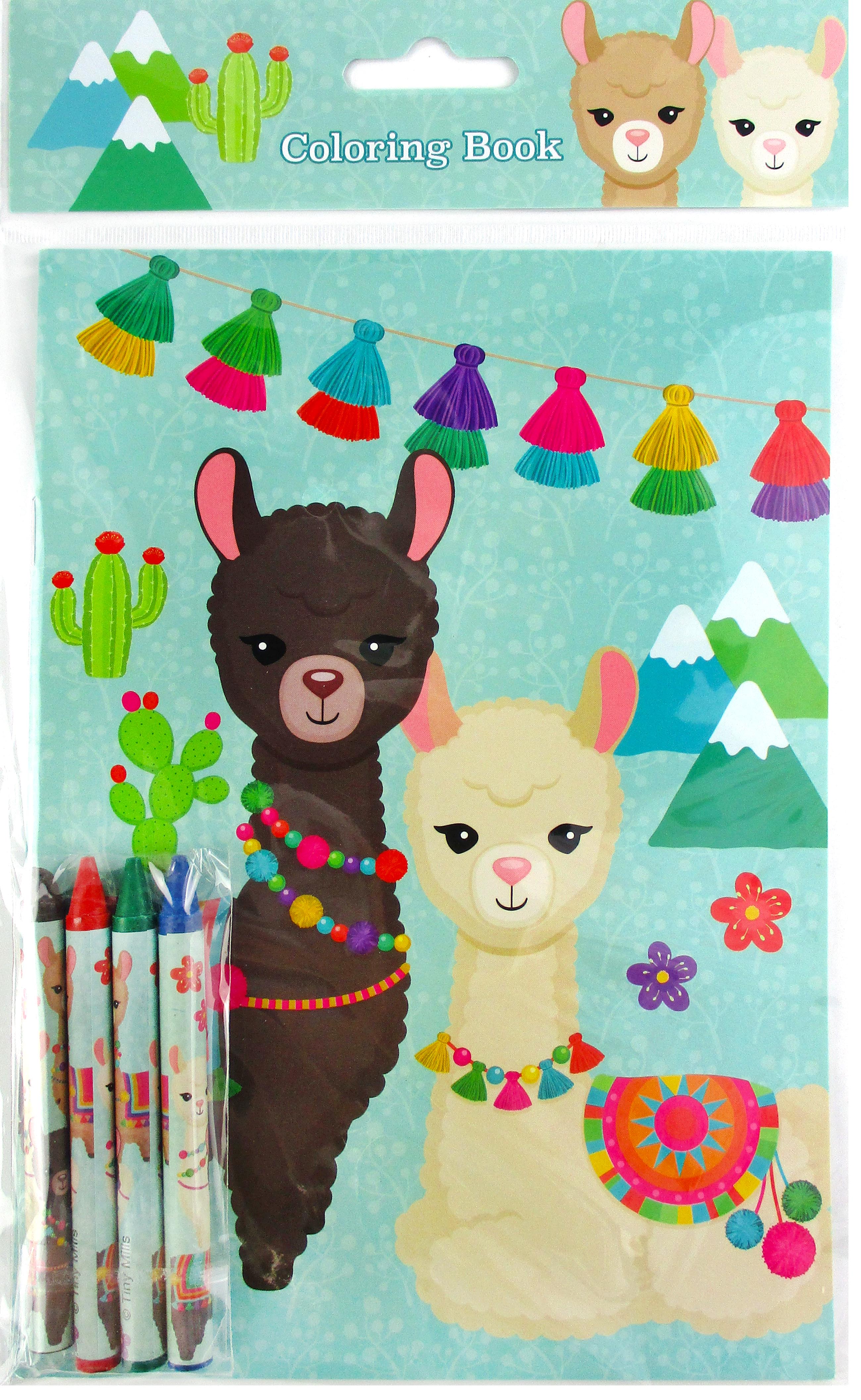 Llamas Coloring Books With Crayons Party Favors - Set Of 6 Or 12