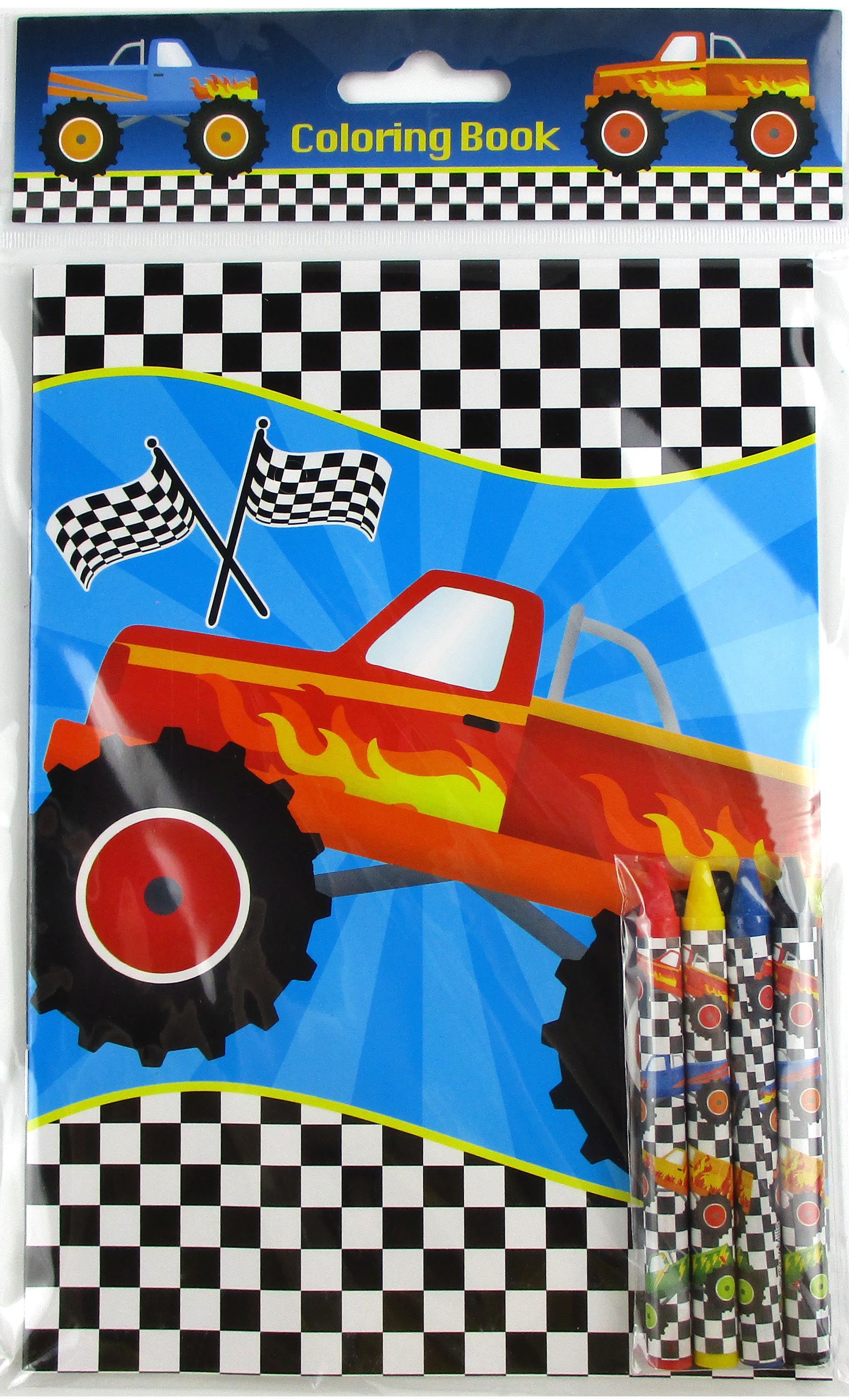 Monster Truck Coloring Books With Crayons Party Favors - Set Of 6 Or 12