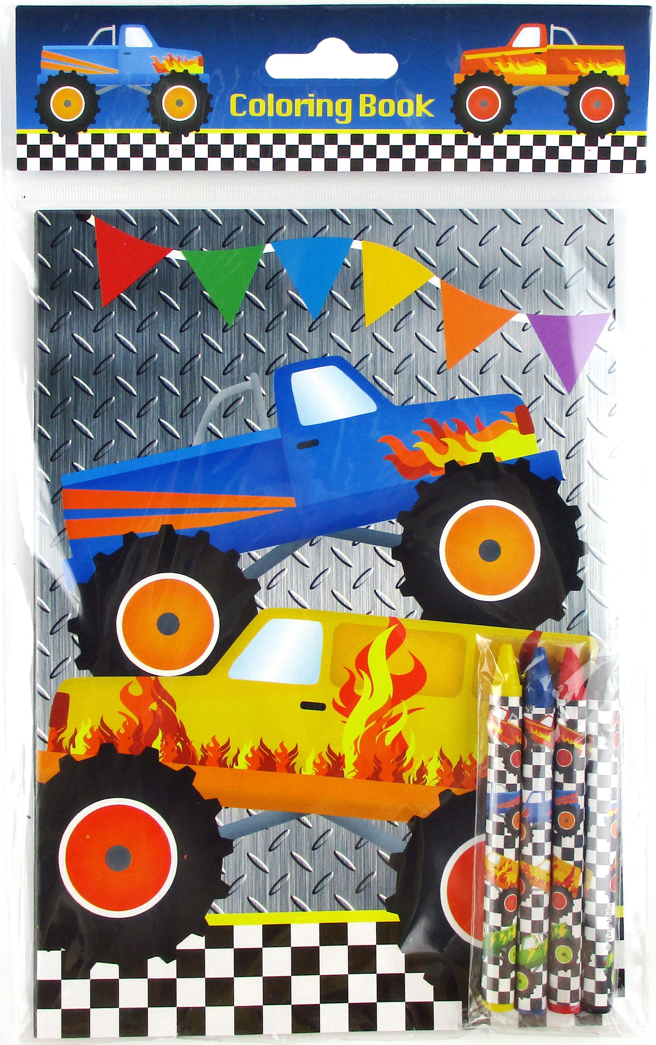 Monster Truck Coloring Books With Crayons Party Favors - Set Of 6 Or 12