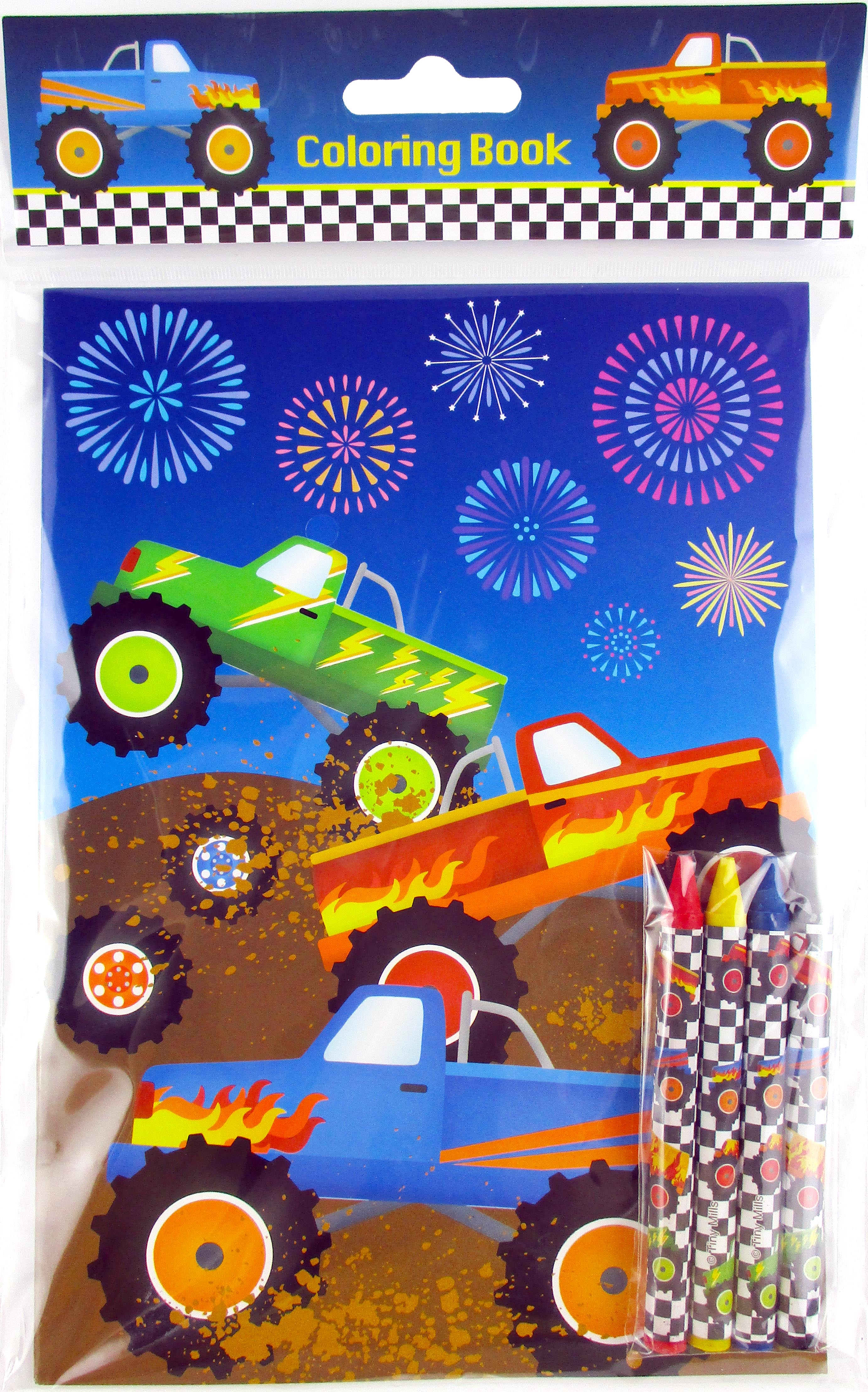 Monster Truck Coloring Books With Crayons Party Favors - Set Of 6 Or 12