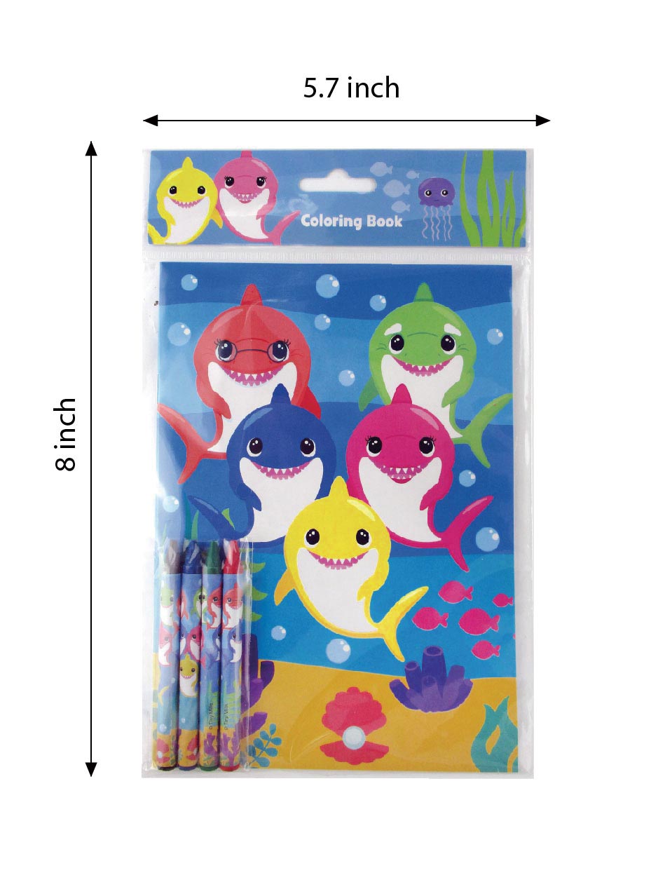 Shark Family Coloring Books With Crayons Party Favors - Set Of 6 Or 12