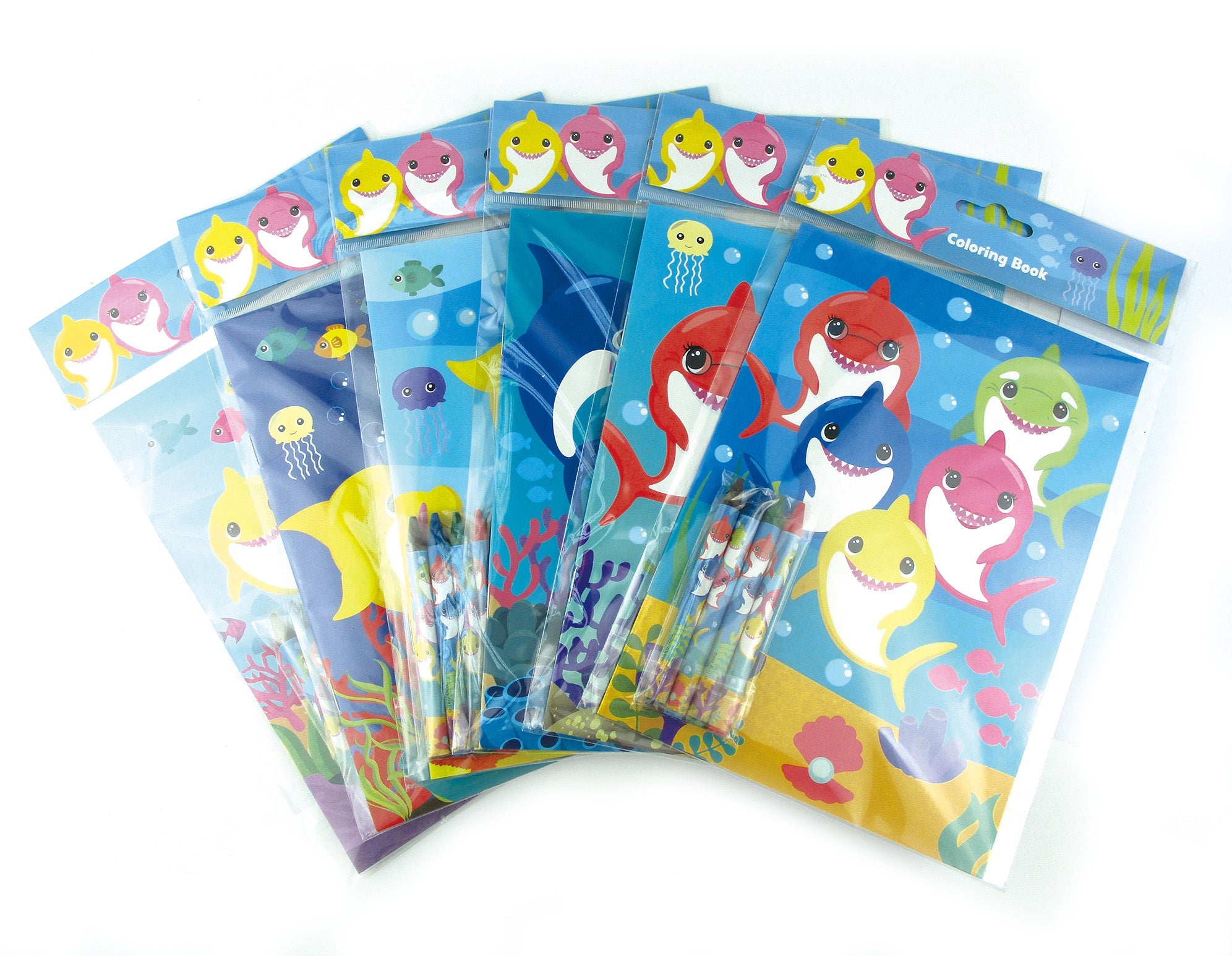 Shark Family Coloring Books With Crayons Party Favors - Set Of 6 Or 12