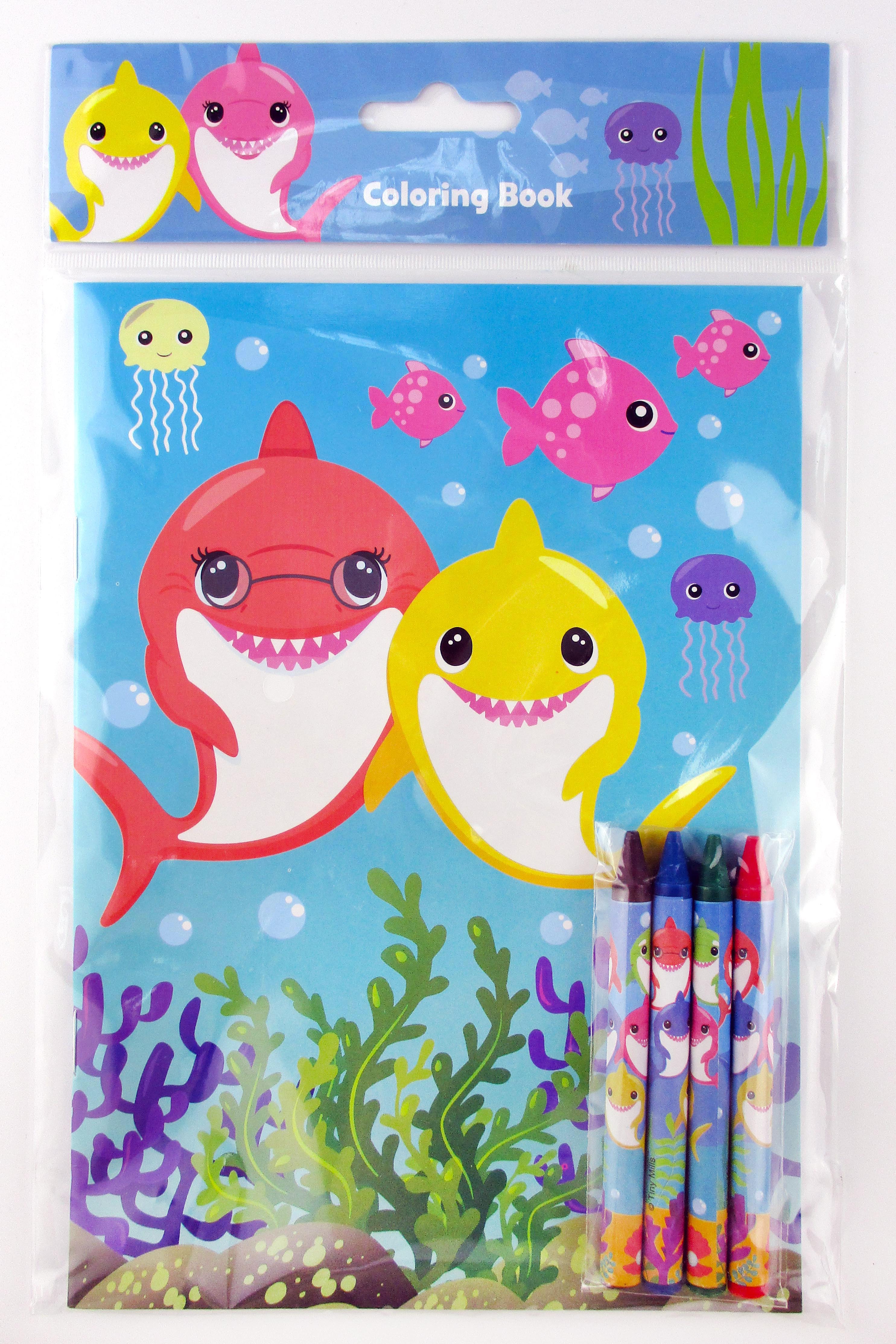 Shark Family Coloring Books With Crayons Party Favors - Set Of 6 Or 12