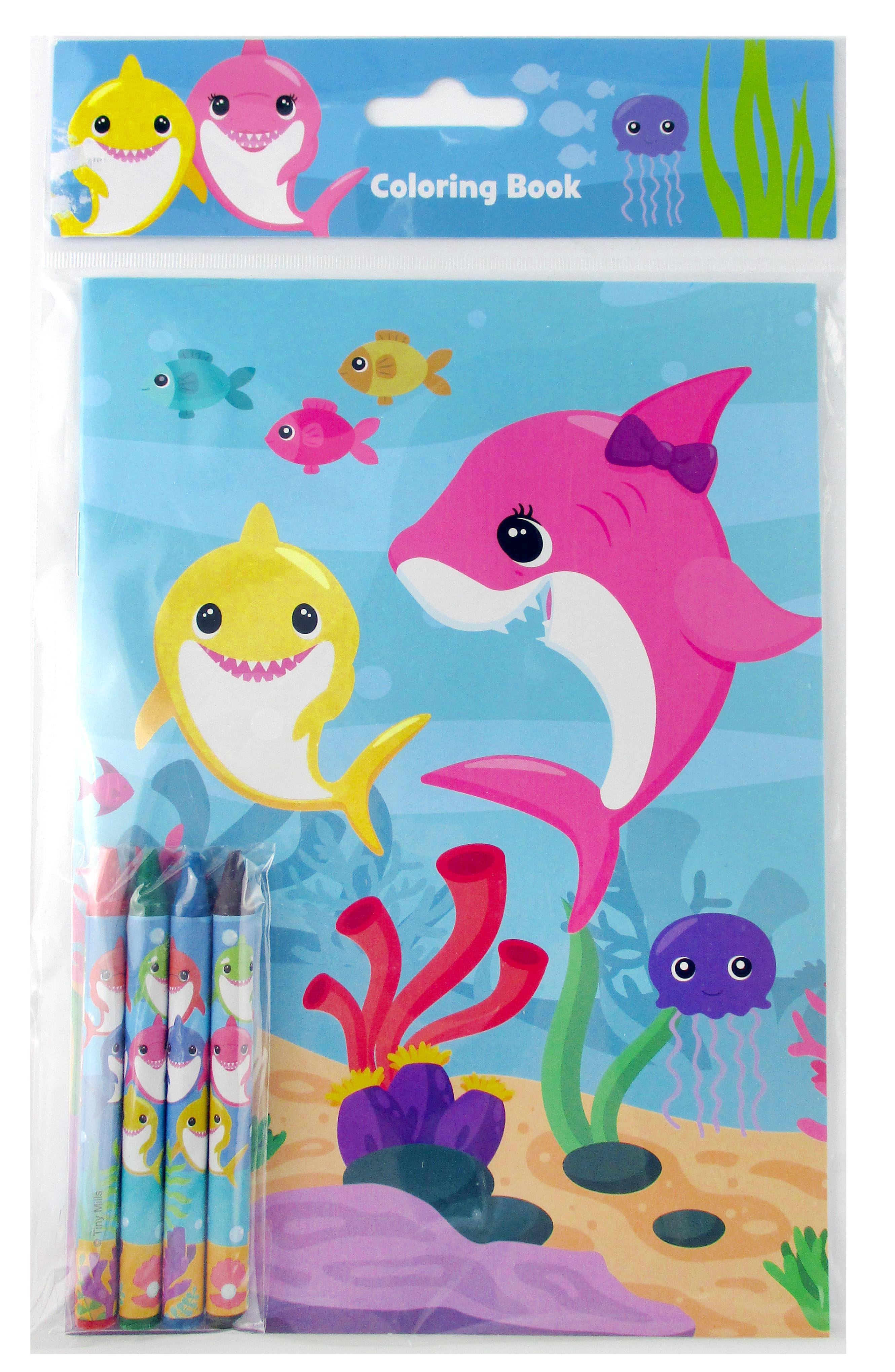 Shark Family Coloring Books With Crayons Party Favors - Set Of 6 Or 12