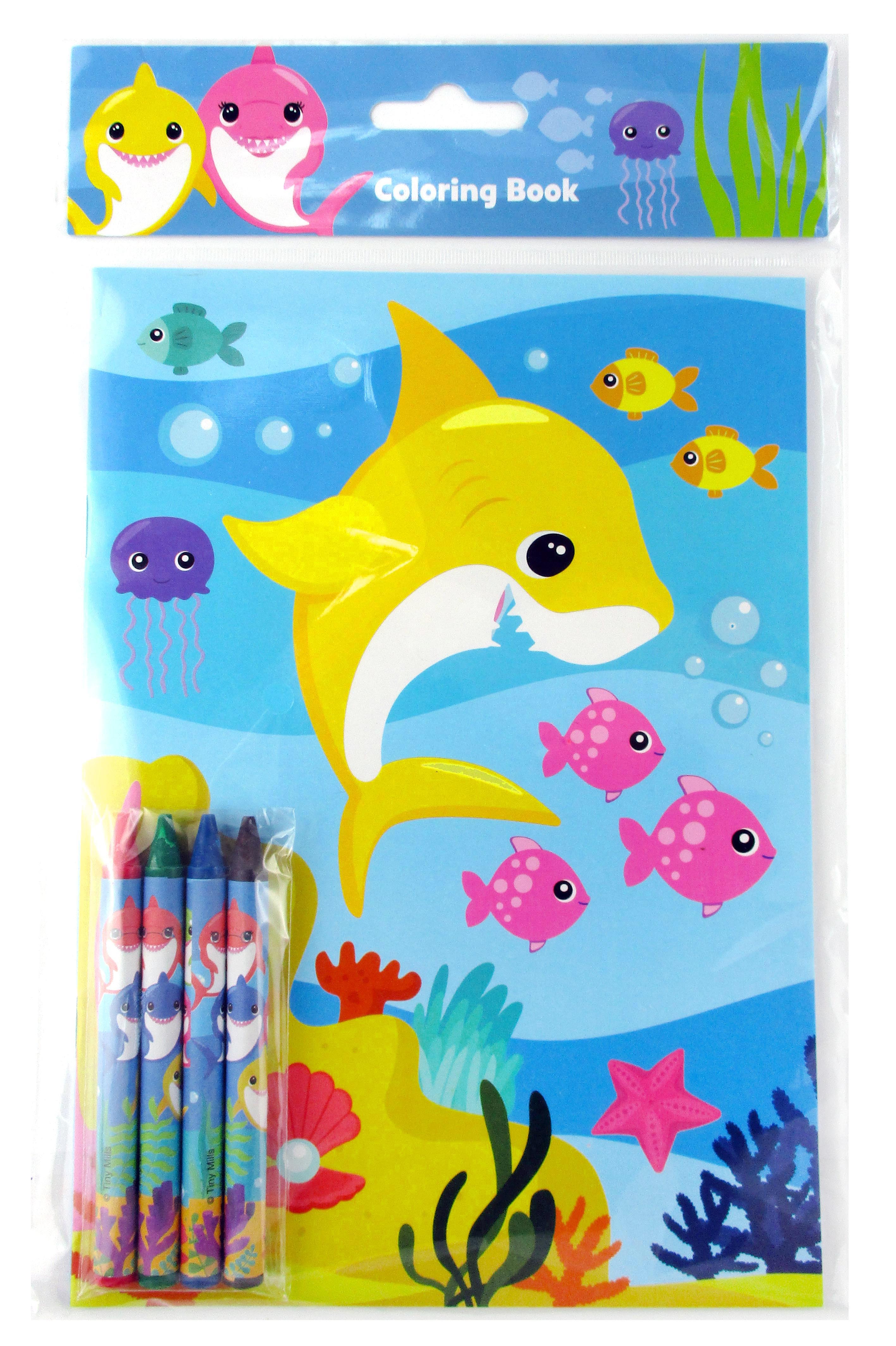 Shark Family Coloring Books With Crayons Party Favors - Set Of 6 Or 12