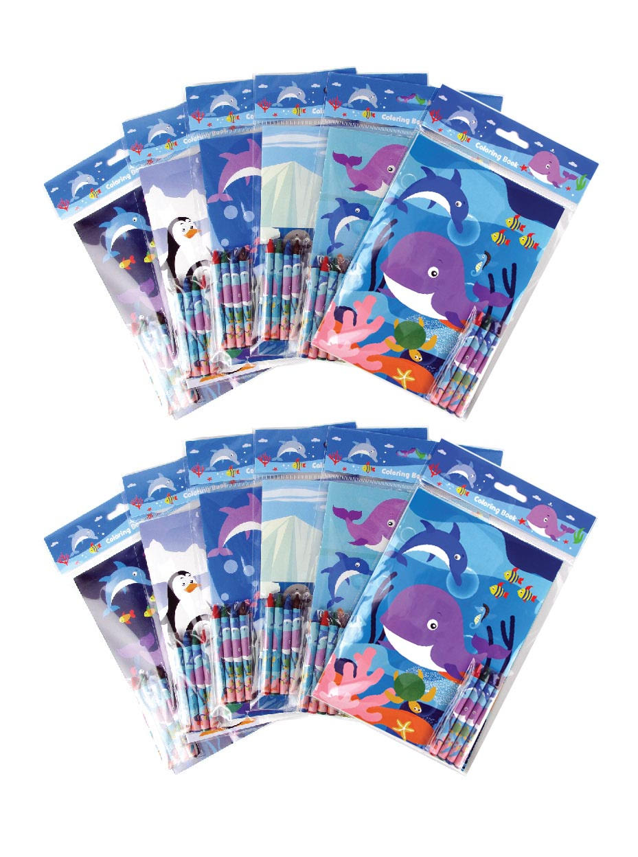 Ocean Life Coloring Books With Crayons Party Favors - Set Of 6 Or 12