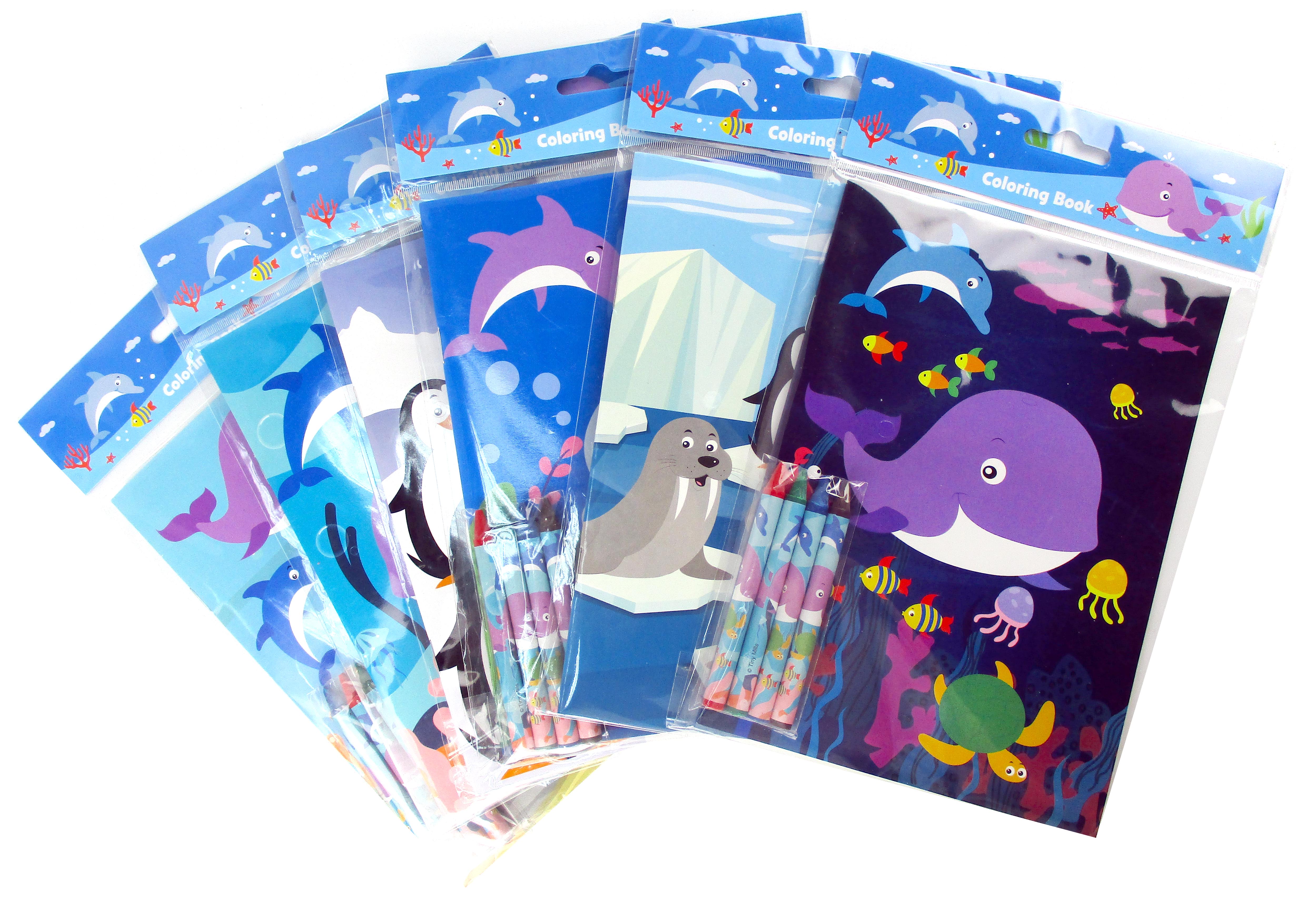 Ocean Life Coloring Books With Crayons Party Favors - Set Of 6 Or 12