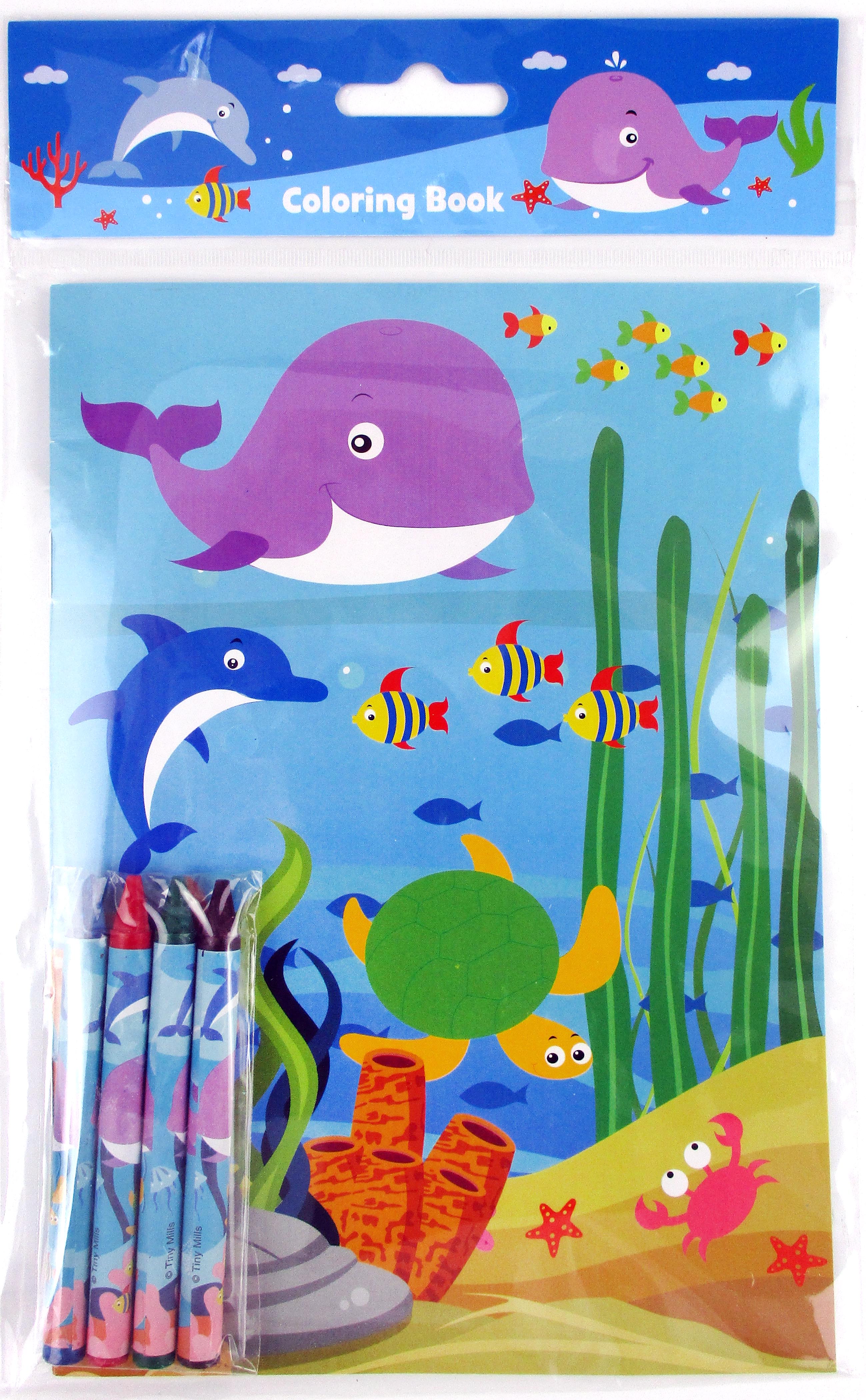 Ocean Life Coloring Books With Crayons Party Favors - Set Of 6 Or 12