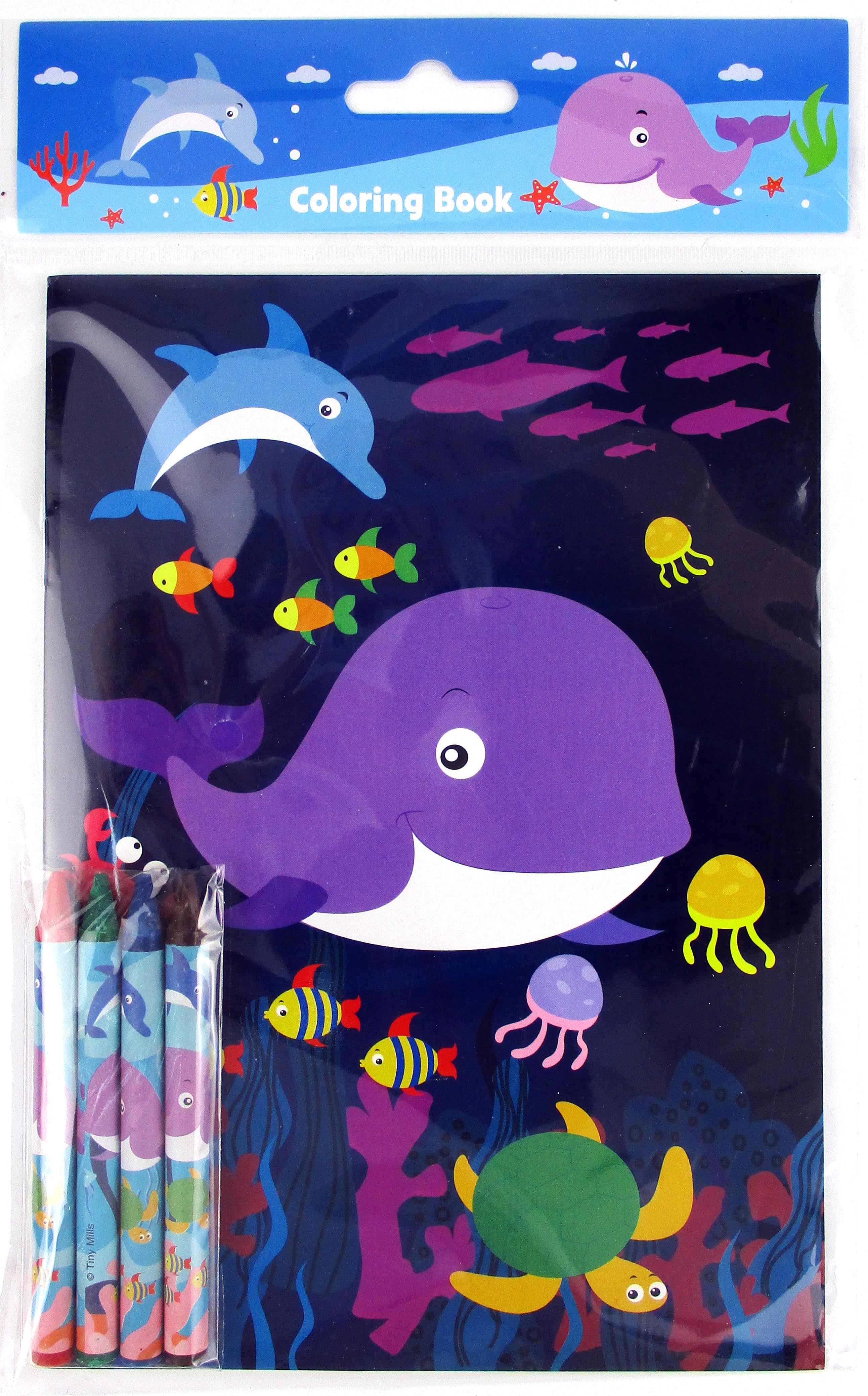 Ocean Life Coloring Books With Crayons Party Favors - Set Of 6 Or 12