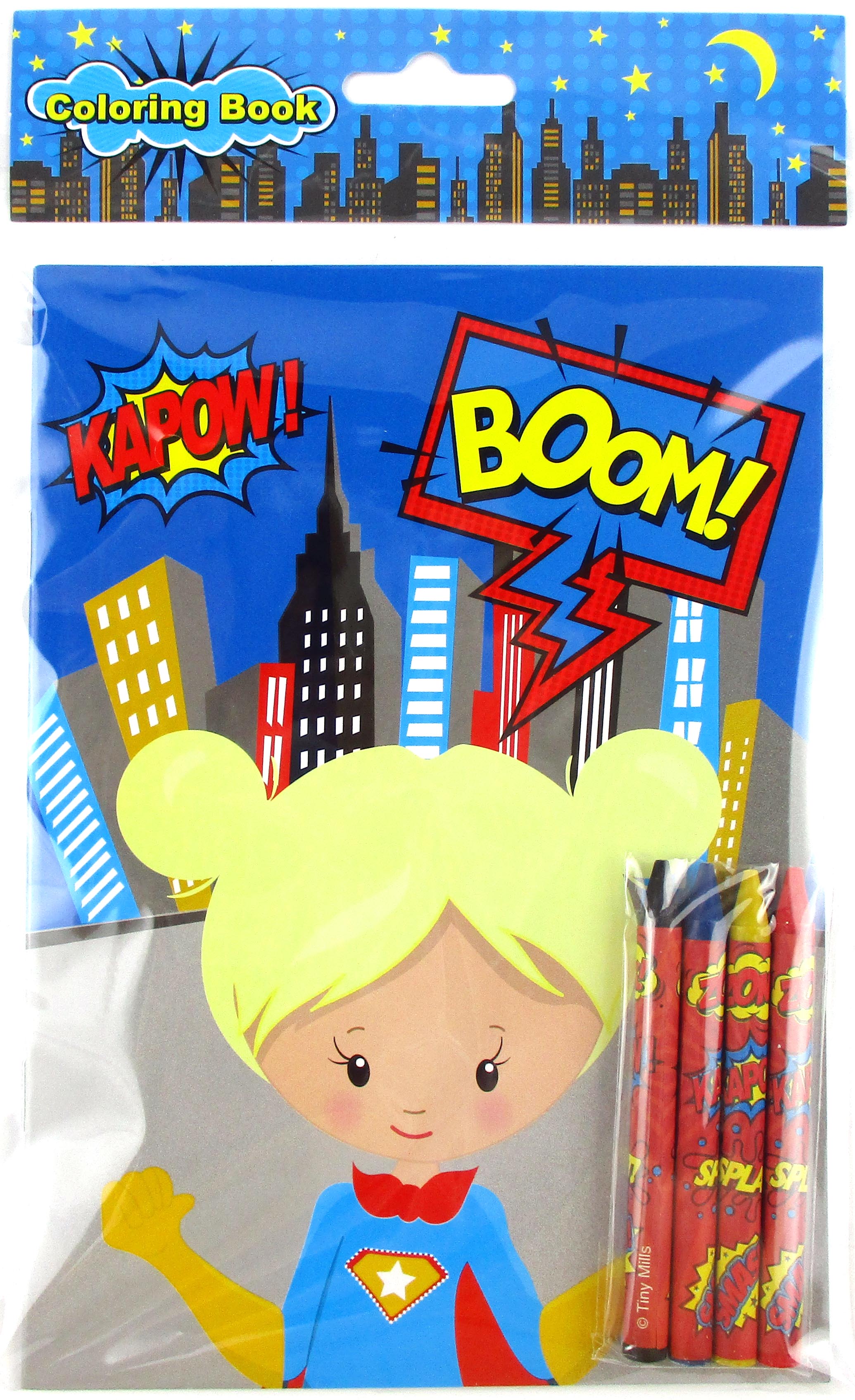 Superhero Coloring Books With Crayons Party Favors - Set Of 6 Or 12