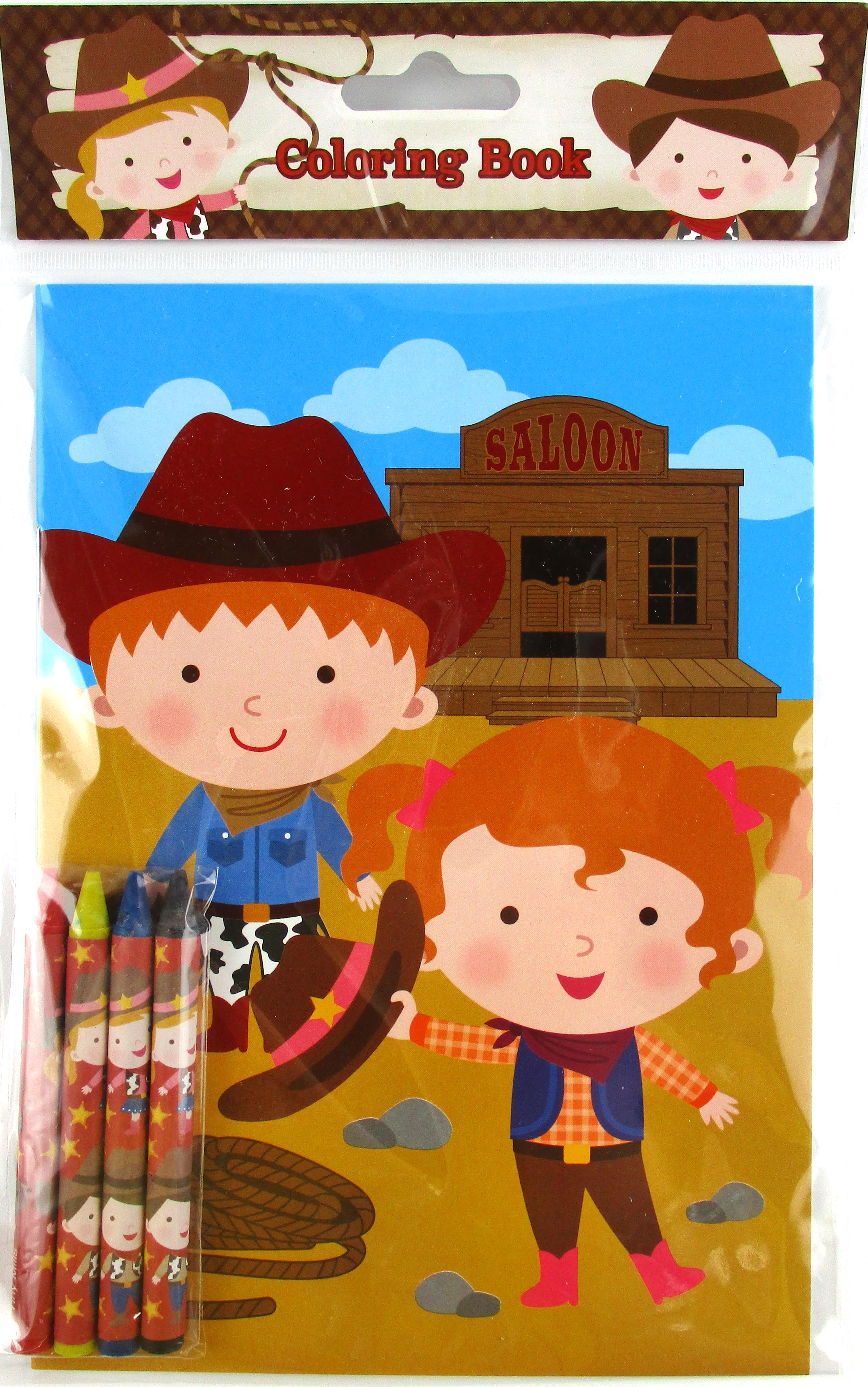Western Cowboy Cowgirl Coloring Books With Crayons Party Favors - Set Of 6 Or 12