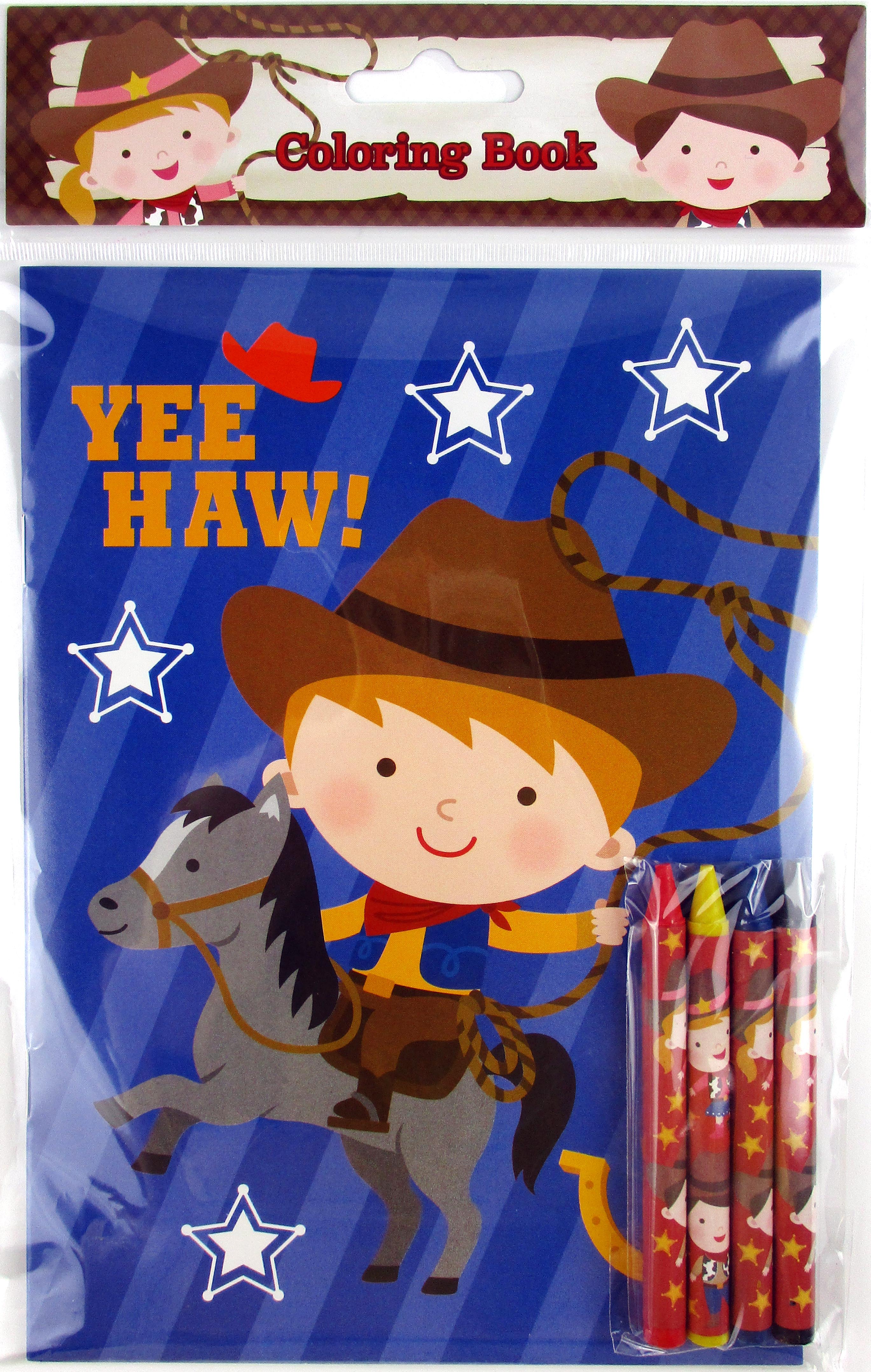 Western Cowboy Cowgirl Coloring Books With Crayons Party Favors - Set Of 6 Or 12