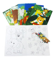 Zoo Jungle Safari Animals Coloring Books With Crayons Party Favors - Set Of 6 Or 12