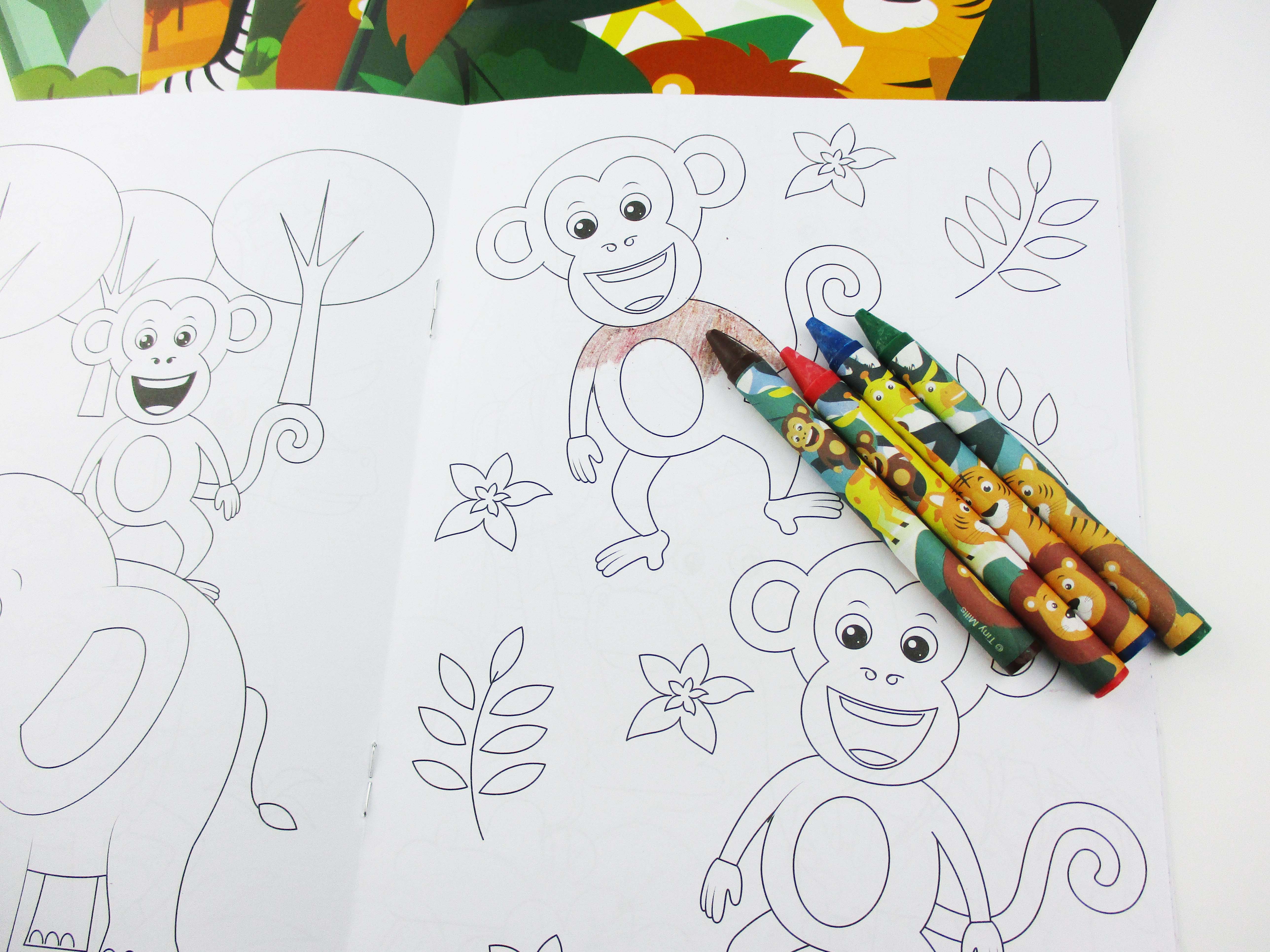 Zoo Jungle Safari Animals Coloring Books With Crayons Party Favors - Set Of 6 Or 12
