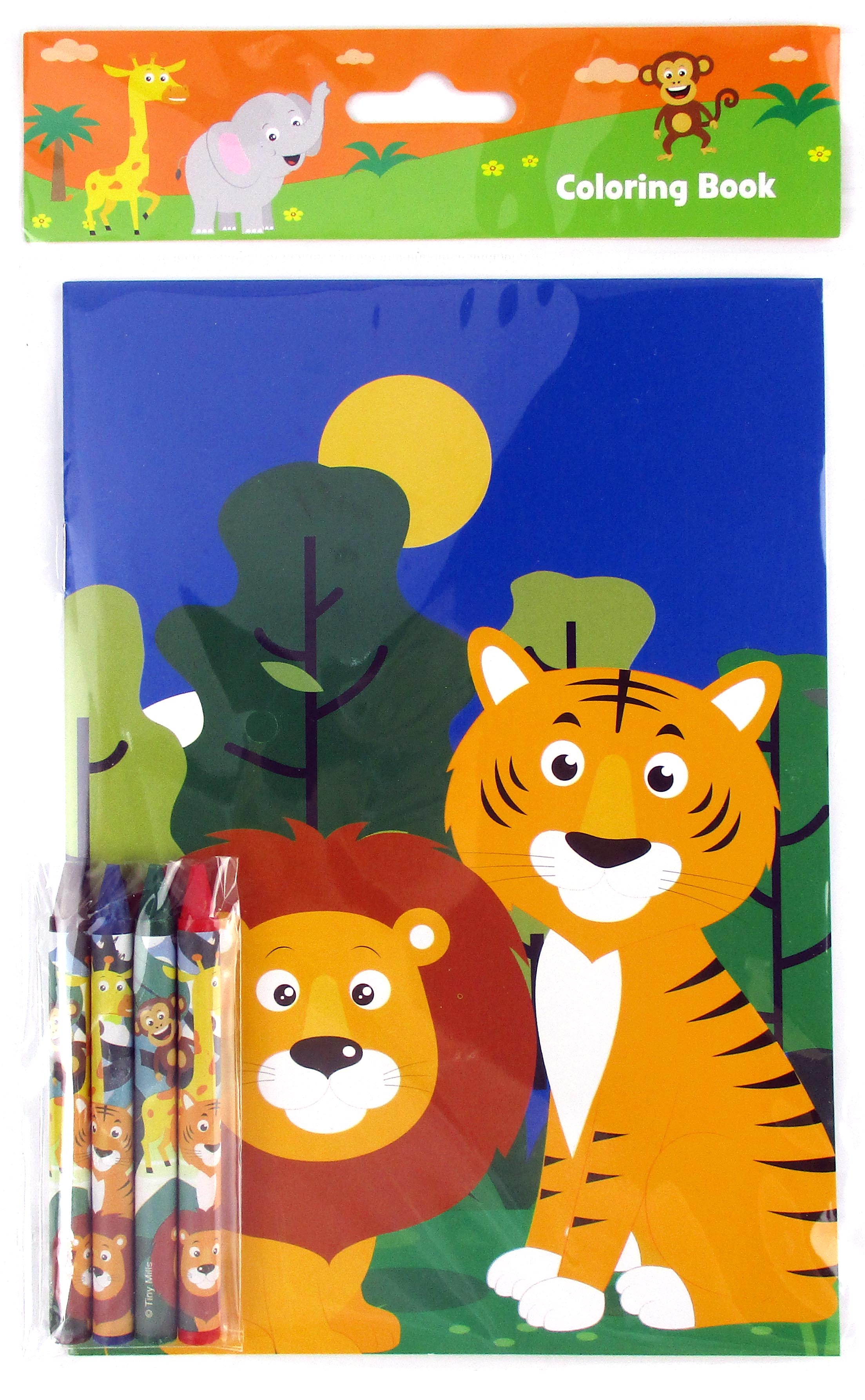 Zoo Jungle Safari Animals Coloring Books With Crayons Party Favors - Set Of 6 Or 12