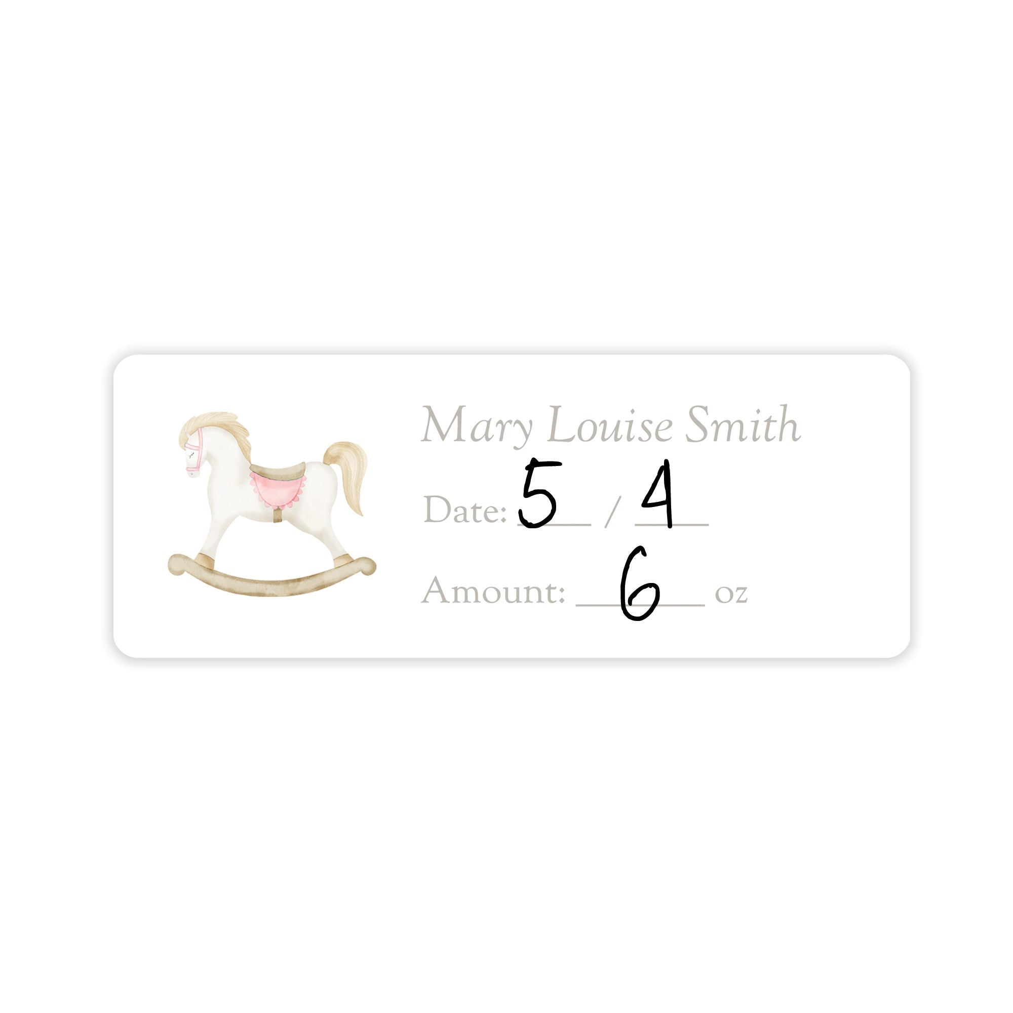 Rocking Horse Pink Breast Milk Bag Labels