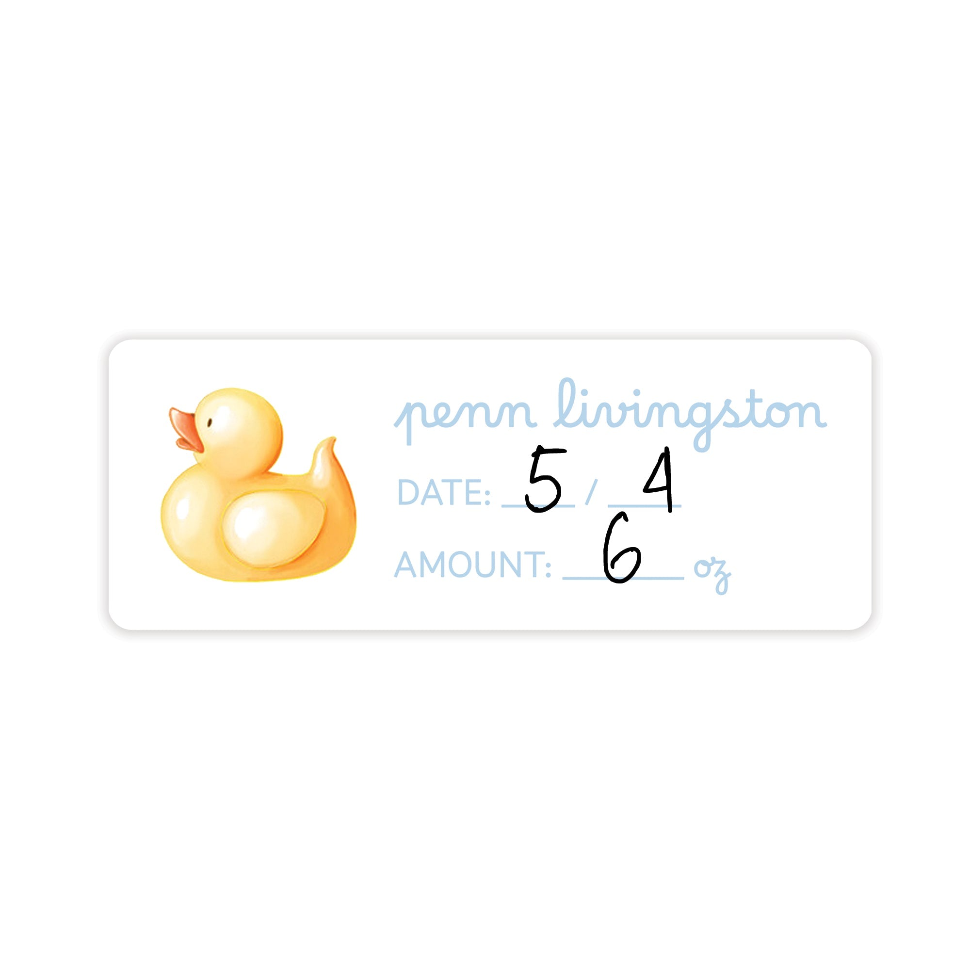 Rubber Ducky Blue Breast Milk Bag Labels