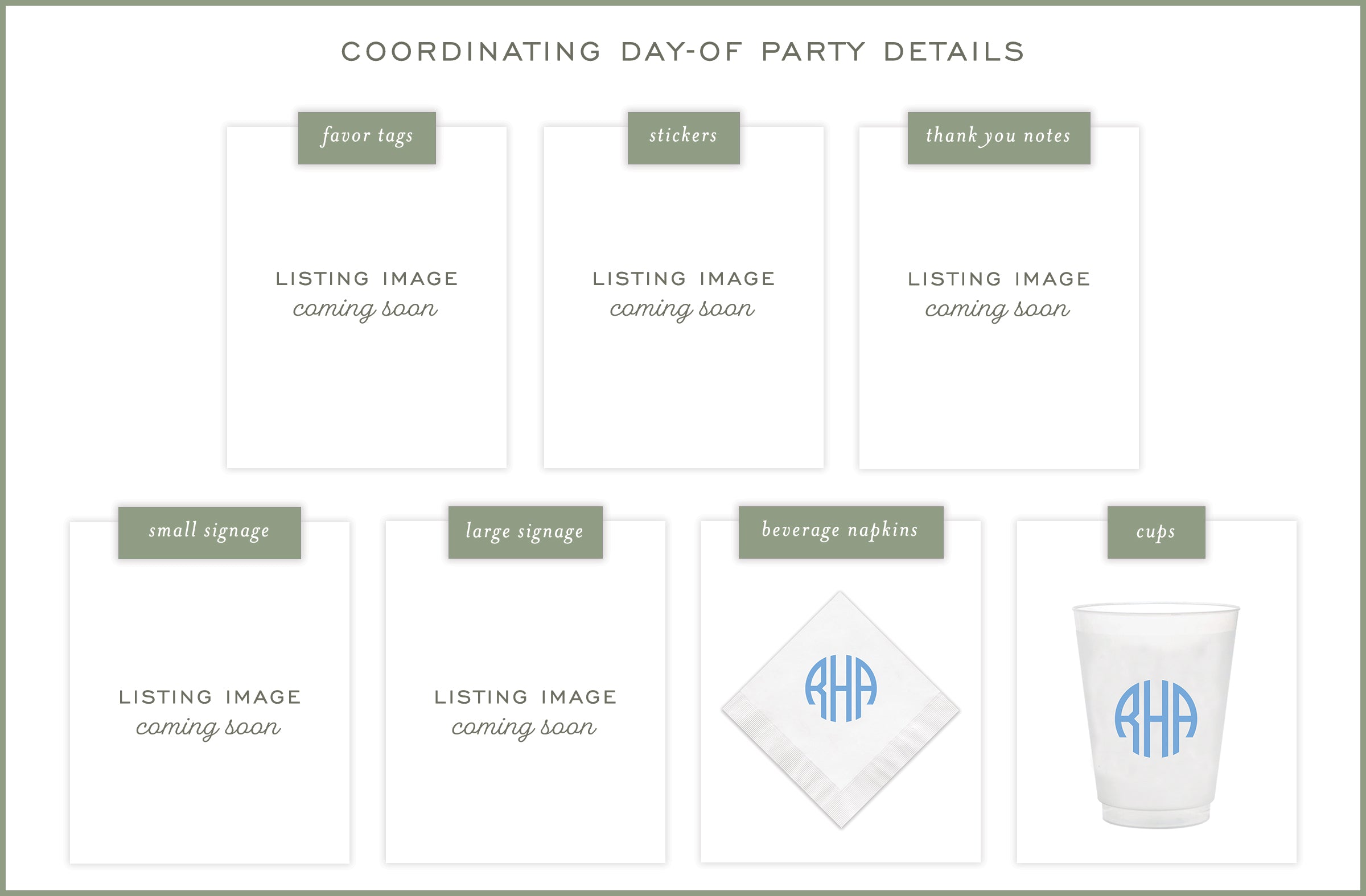 Pale Blue Round Monogram Invitation
