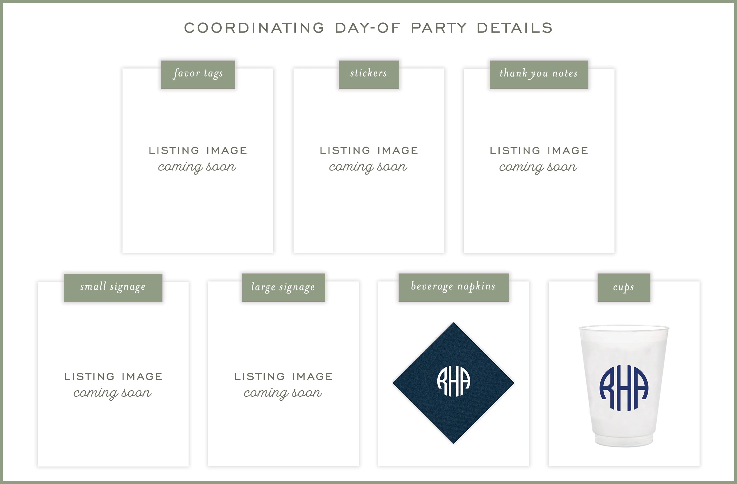 Navy Round Monogram Invitation