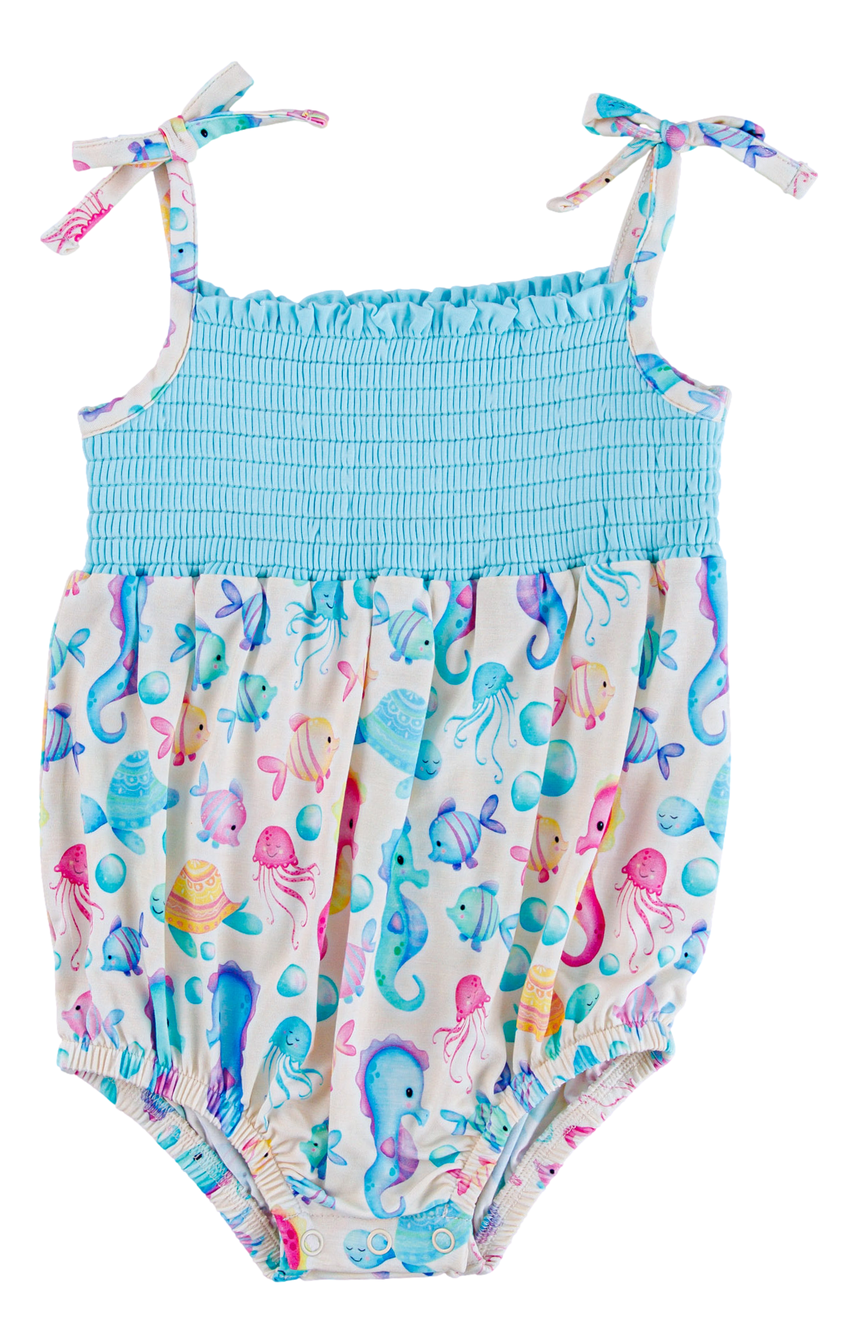 Coral Smocked Birdie Bubble