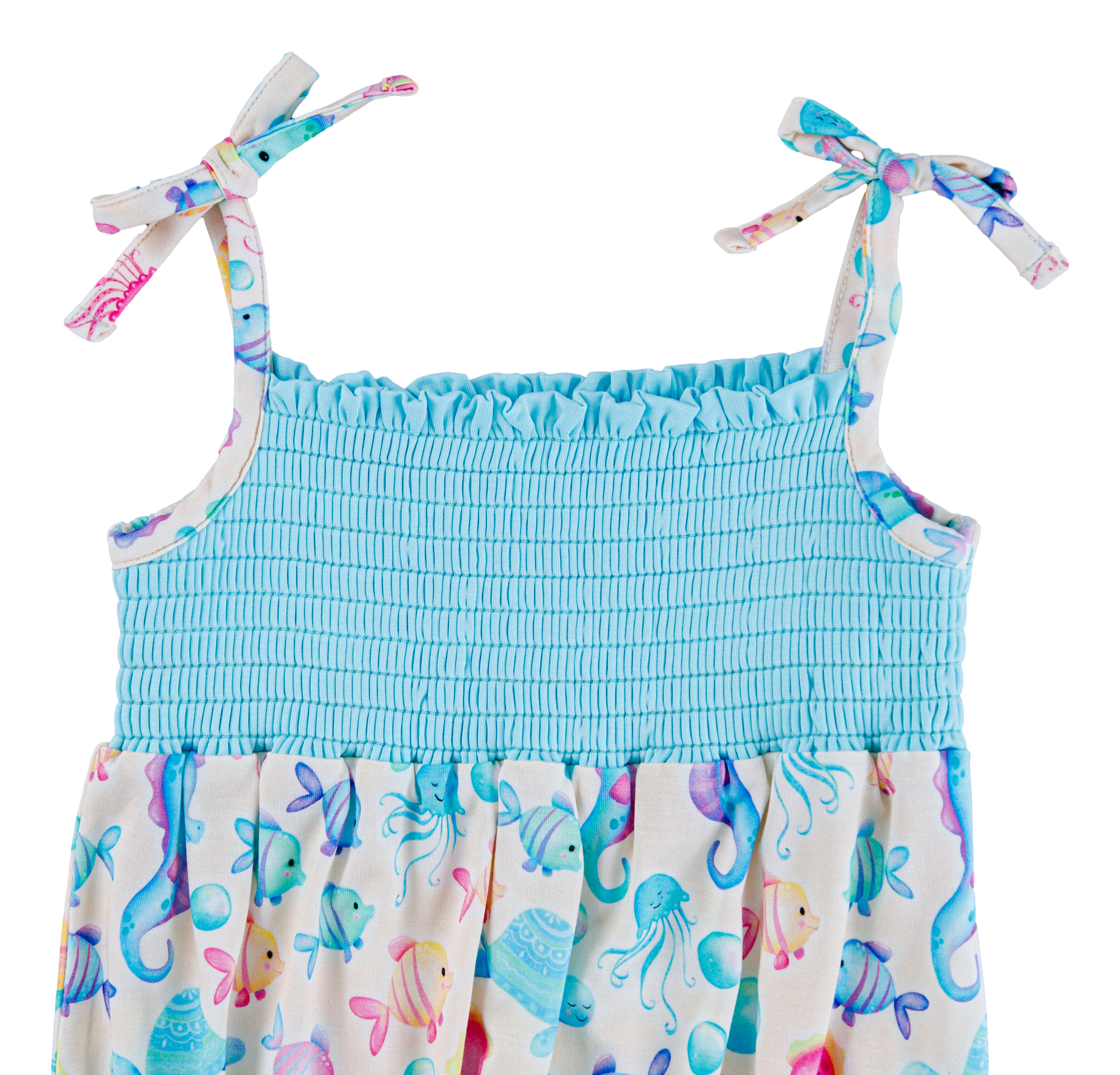 Coral Smocked Birdie Bubble