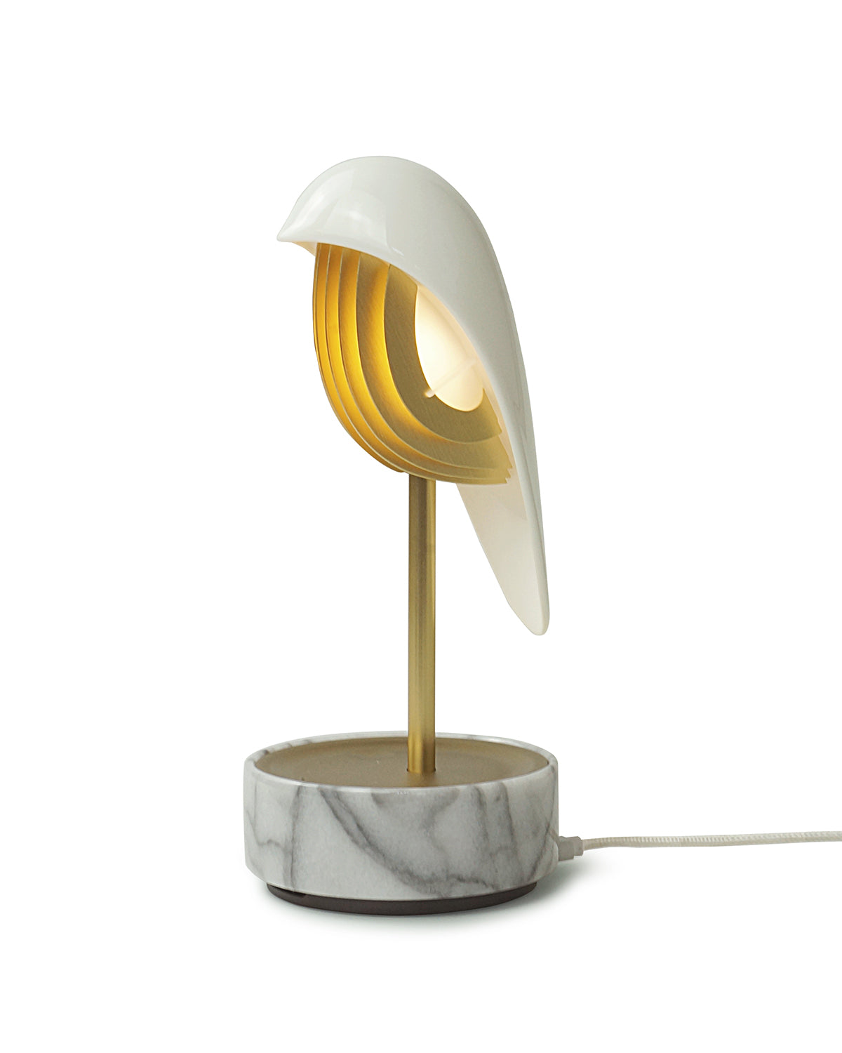 Alarm Clock + Light Chirp White Marble And Gold