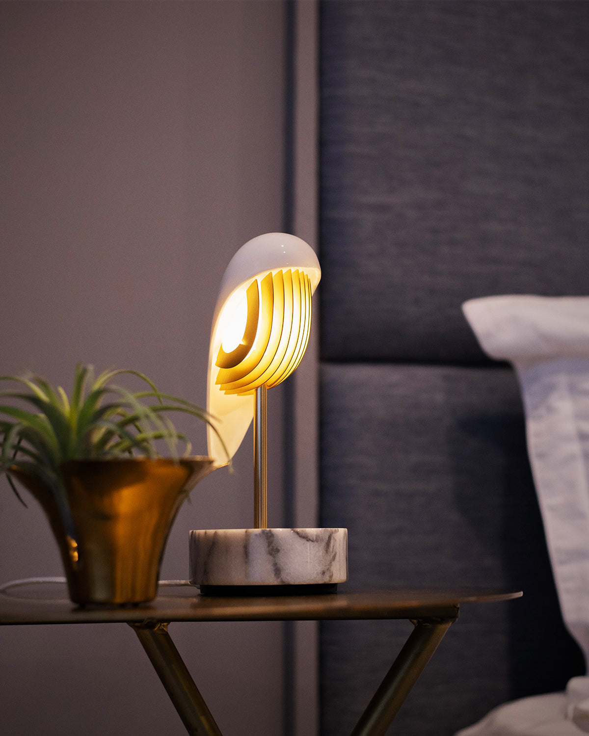 Alarm Clock + Light Chirp White Marble And Gold